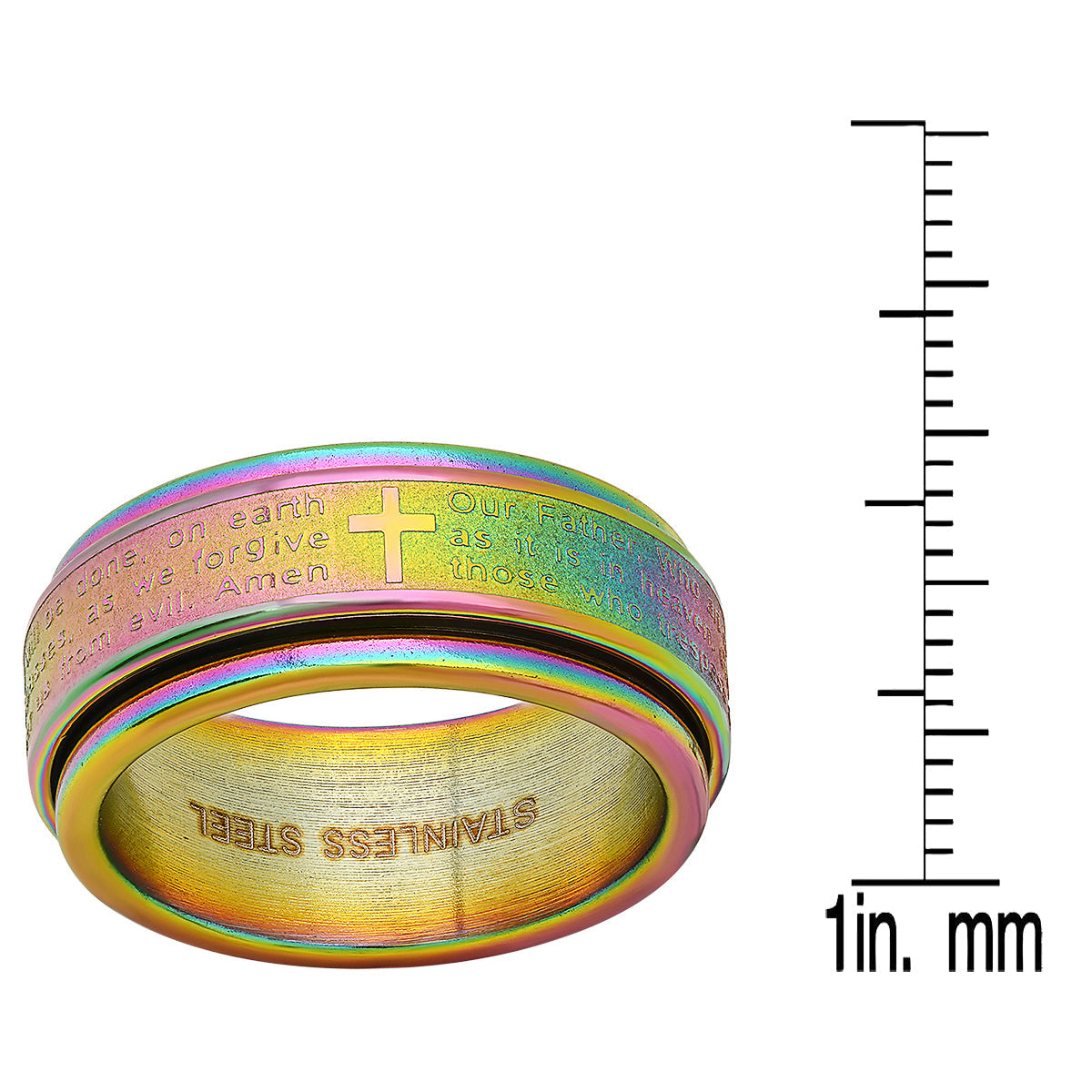 Men's Multi-IP Stainless Steel Prayer Spinner Ring Clearance Outlet