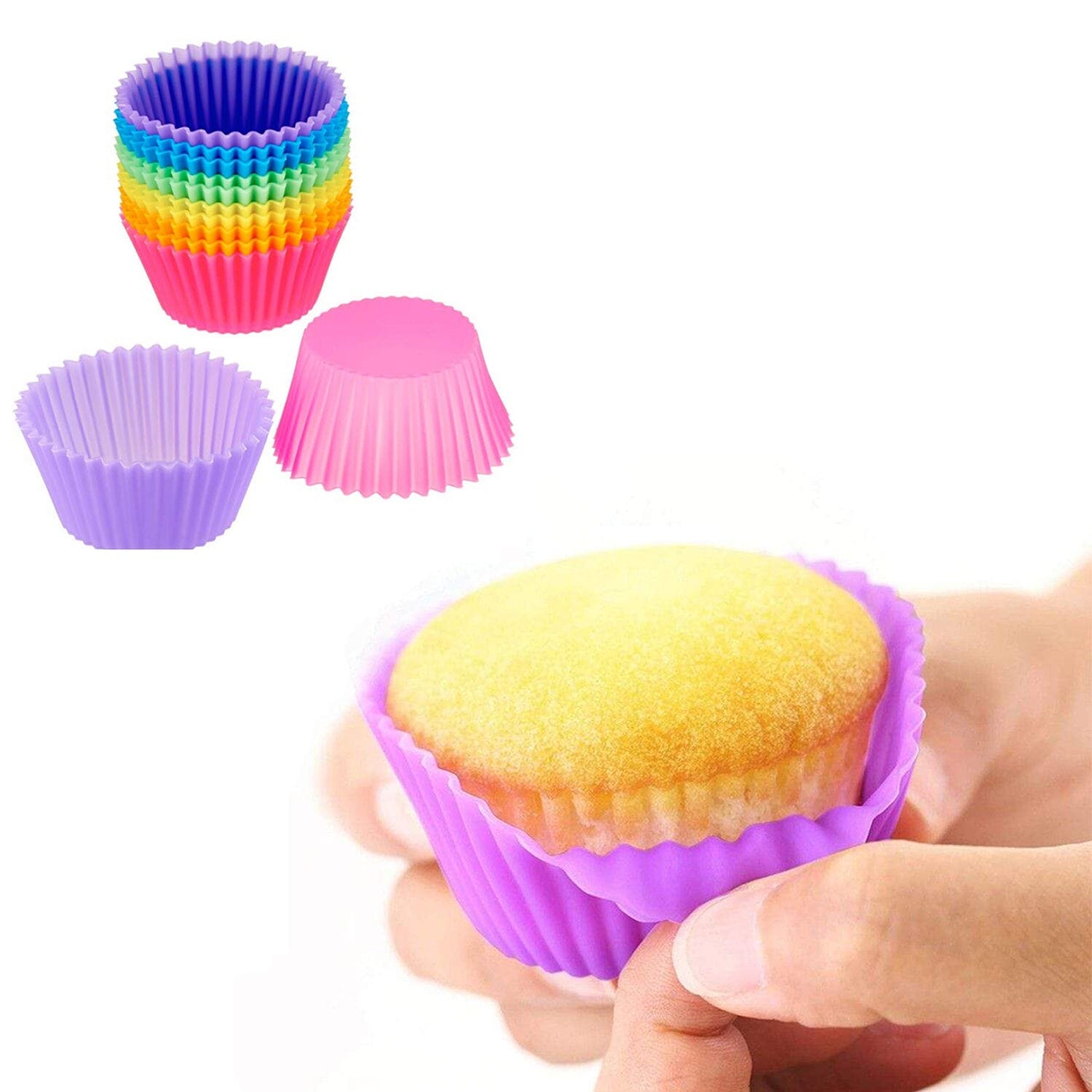 24-Pack: Multicolored Reusable Silicone Baking Cups Liner for Cupcakes and Muffins Cheap Sale How Much