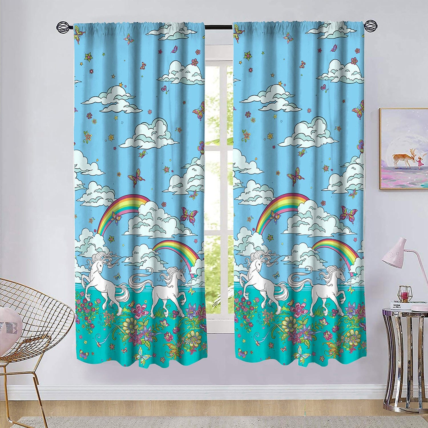 2-Piece Set: Kidz Mix Rainbow Unicorn Window Panel Pair Outlet Amazing Pice