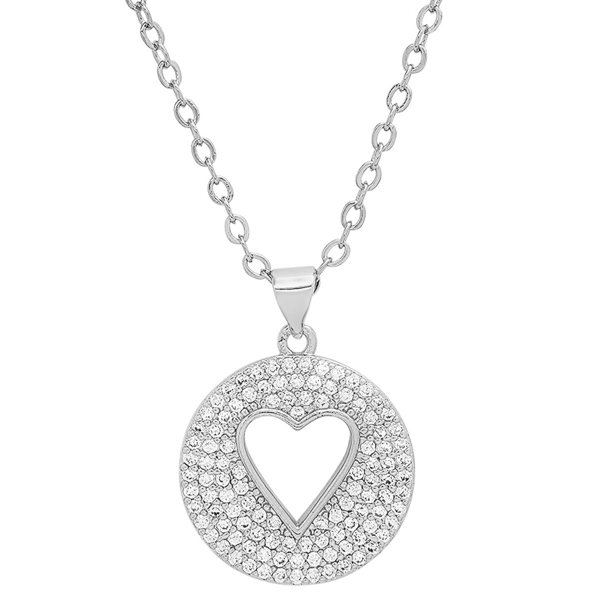 Ladies 18k Gold Plated Brass Simulated Diamonds Round Heart Pendant Sale With Paypal