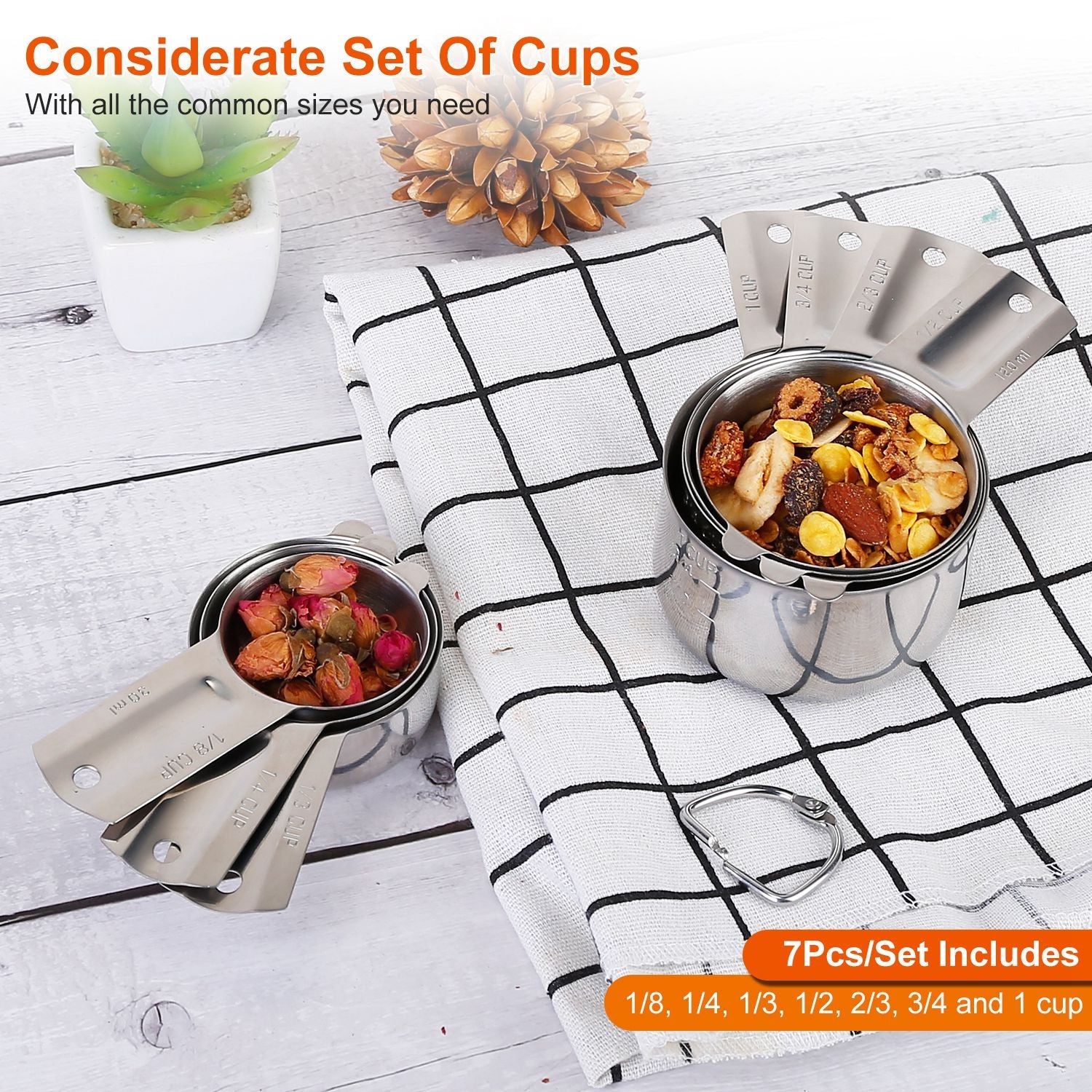 7-Piece: Stainless Steel Measuring Cups Visit For Sale