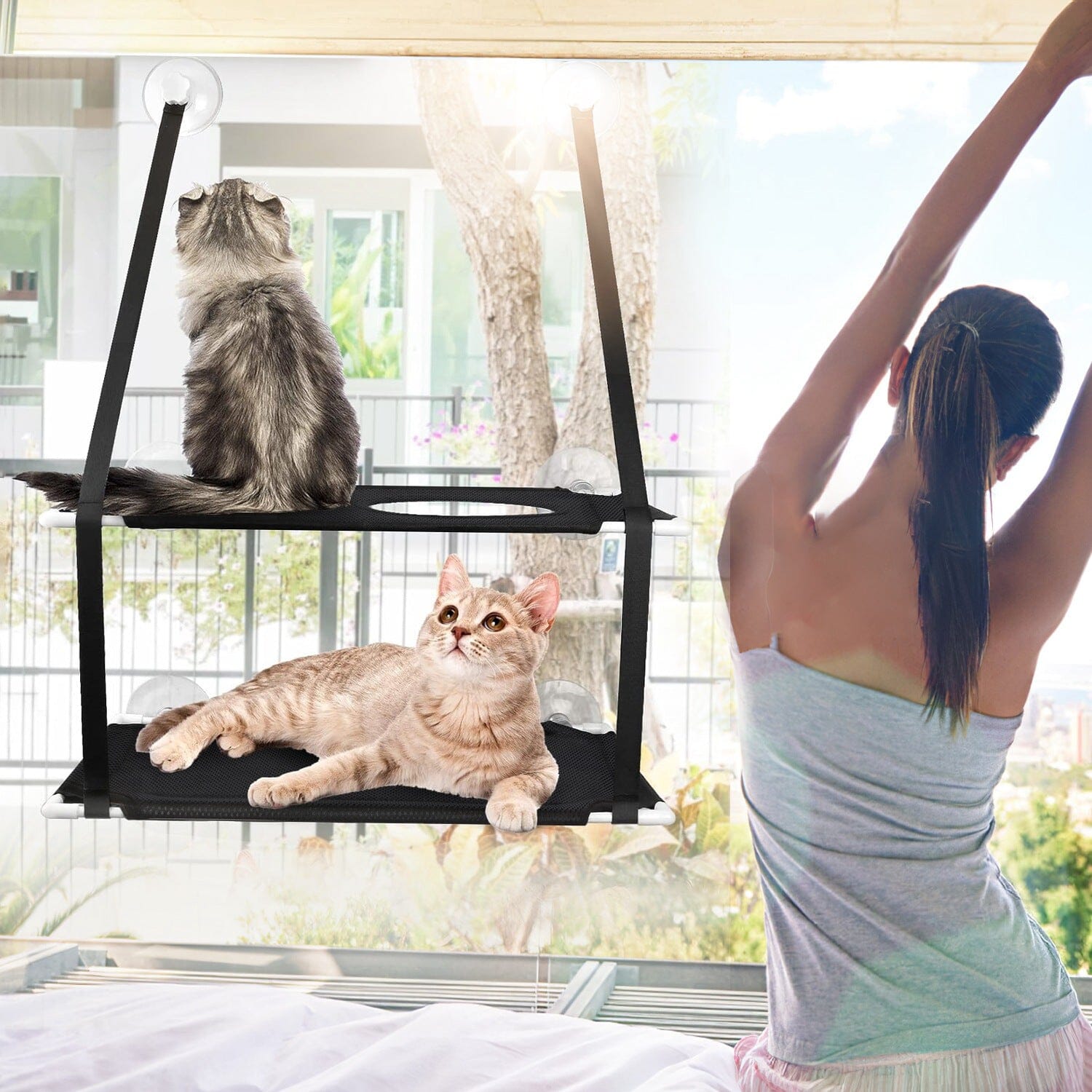 Double Layer Perch Bed Powerful Suction Indoor Window Hammock for Cat Best Wholesale