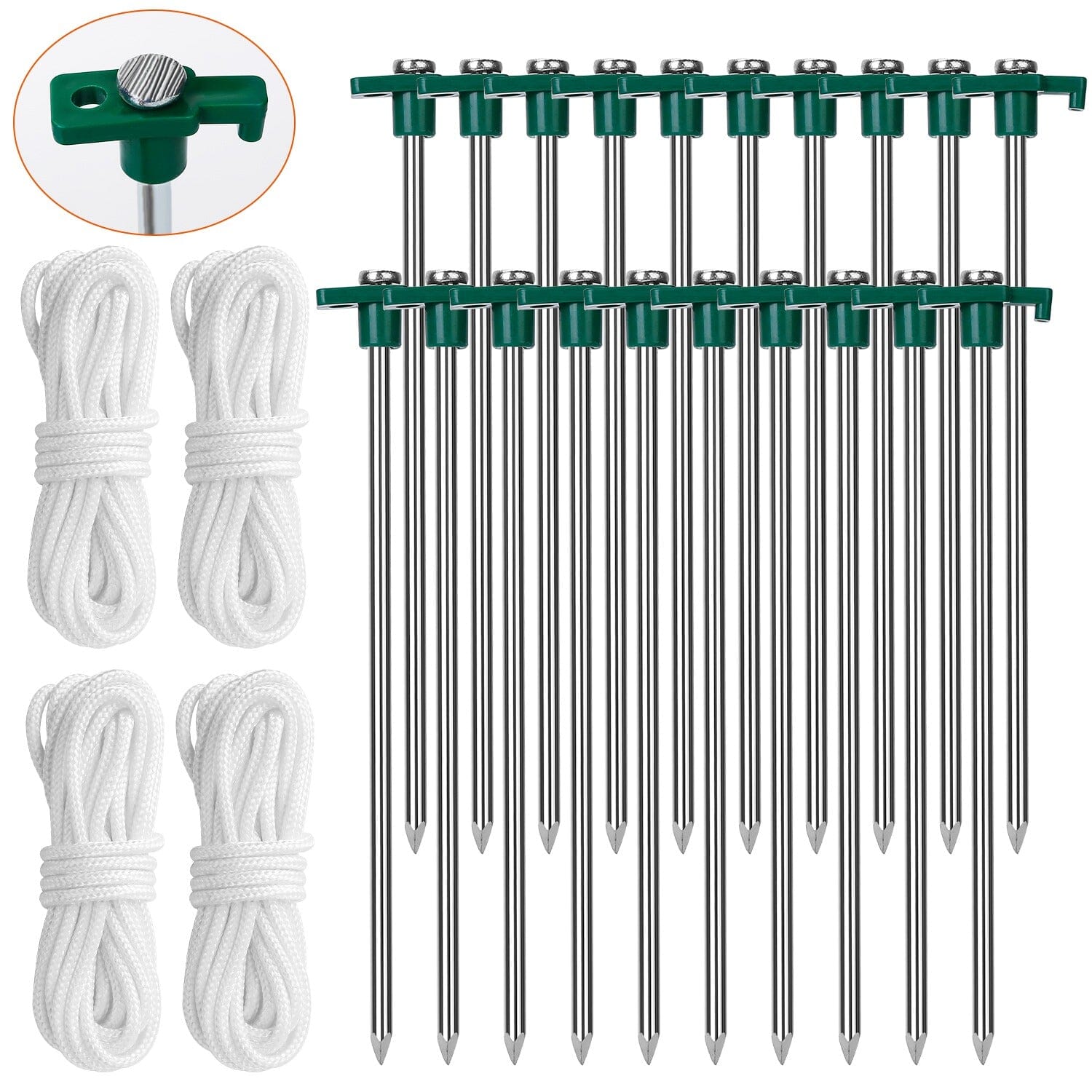 20-Piece: 9.8-Inch Tent Pegs Ropes Set Free Shipping Exclusive