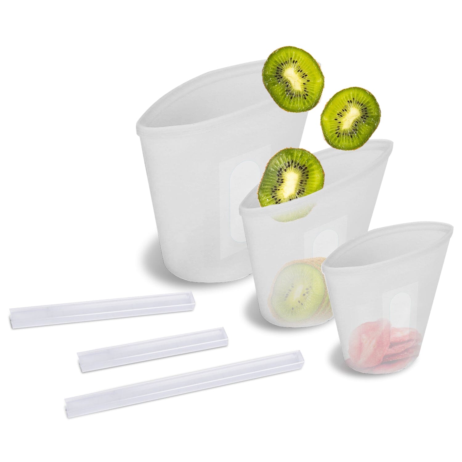 3-Pieces: Silicone Food Storage Bags Reusable Leakproof Food Container Set with 3 Seals Outlet Locations For Sale