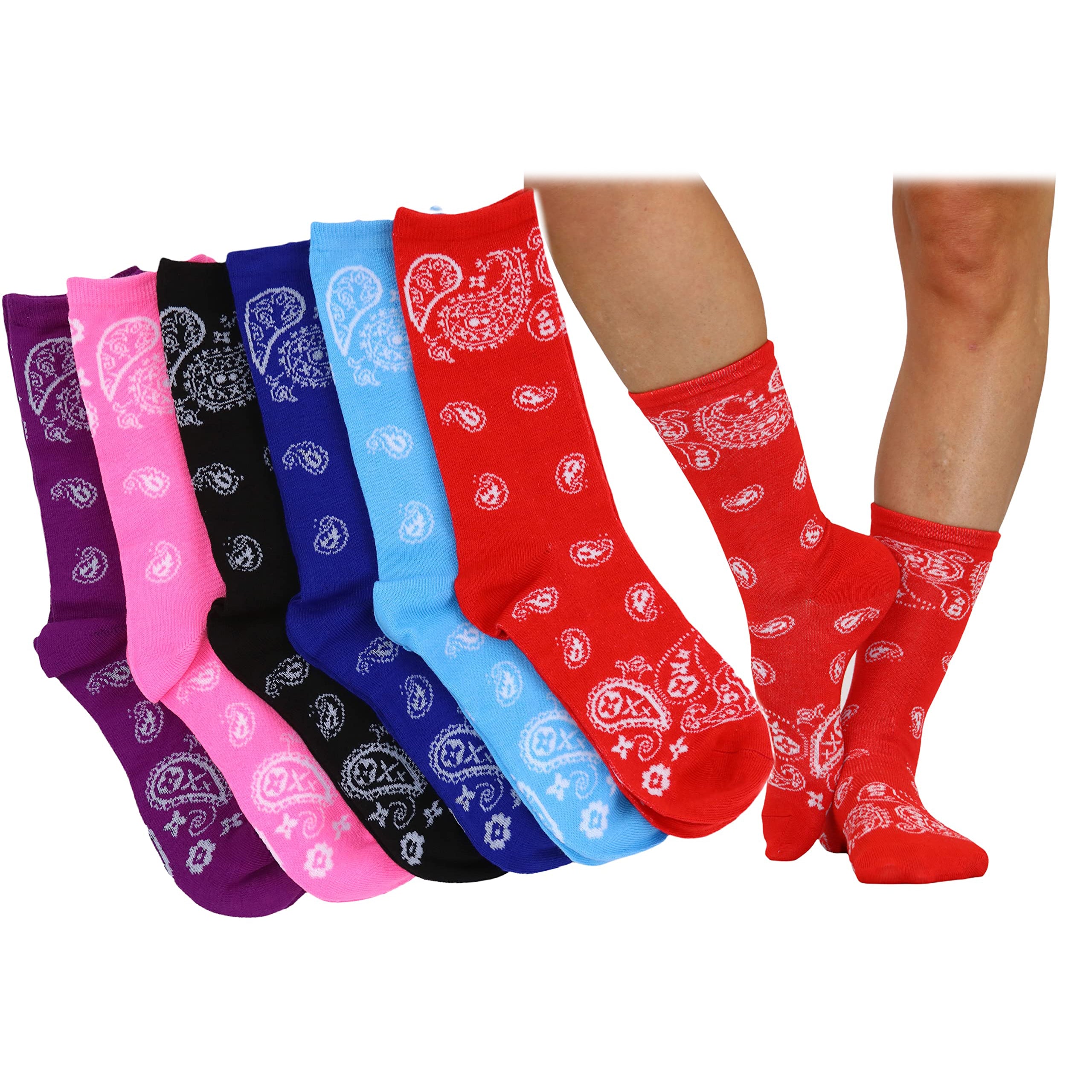 6-Pack: ToBeInStyle Women's Fashion Printed Crew Socks Online For Sale