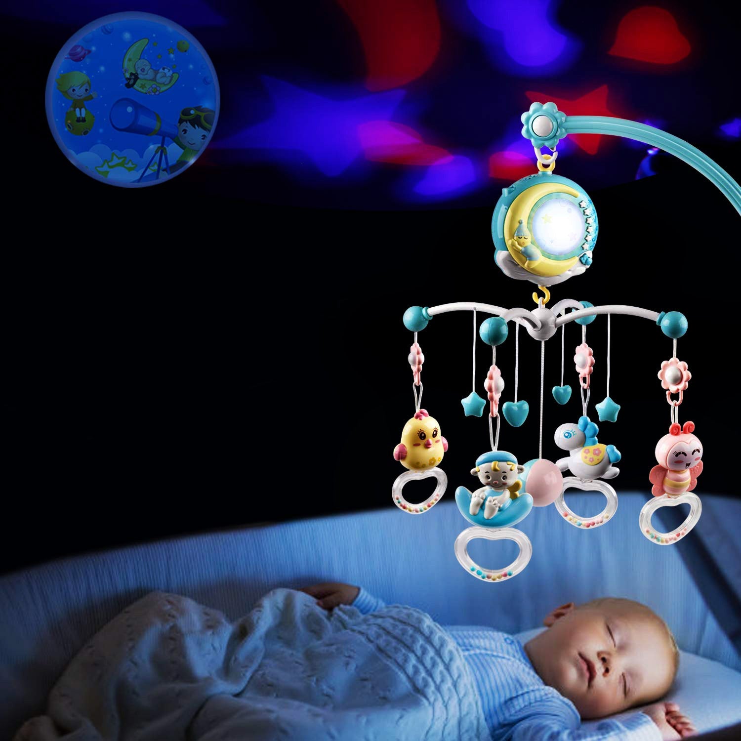 Mobile Star Projection Nursery Light Baby Rattle Toy with Music Box Remote Control Enjoy Online