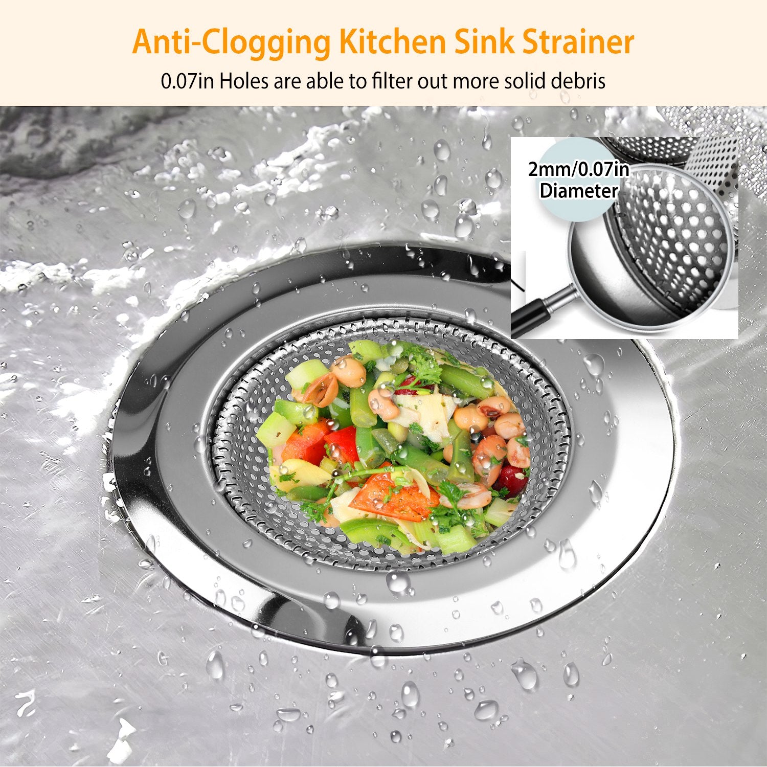 2-Piece: 4.53-Inch Kitchen Sink Strainer Cheap Sale Pay With Paypal