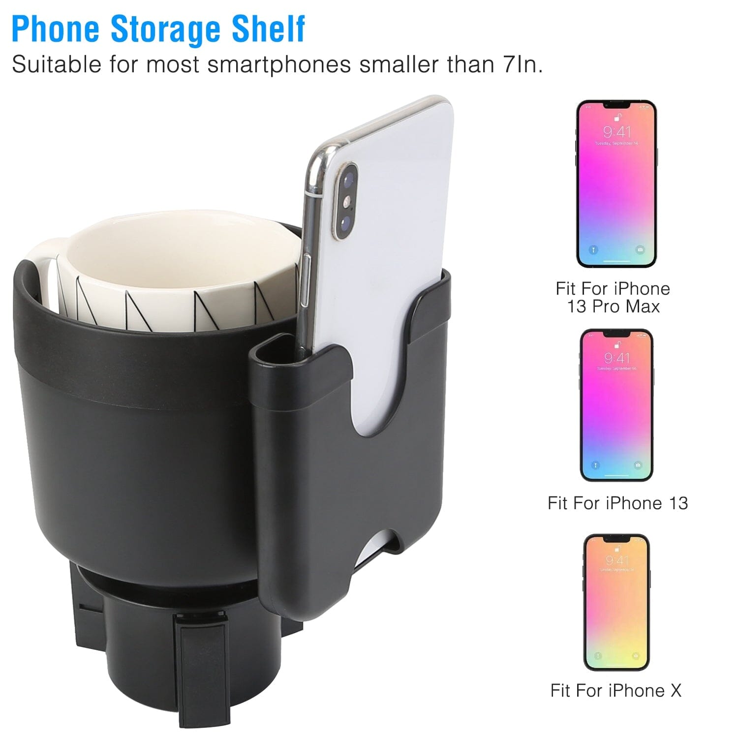 2-in-1 Car Cup Holder with Phone Holder Adjustable Base Clearance Ebay