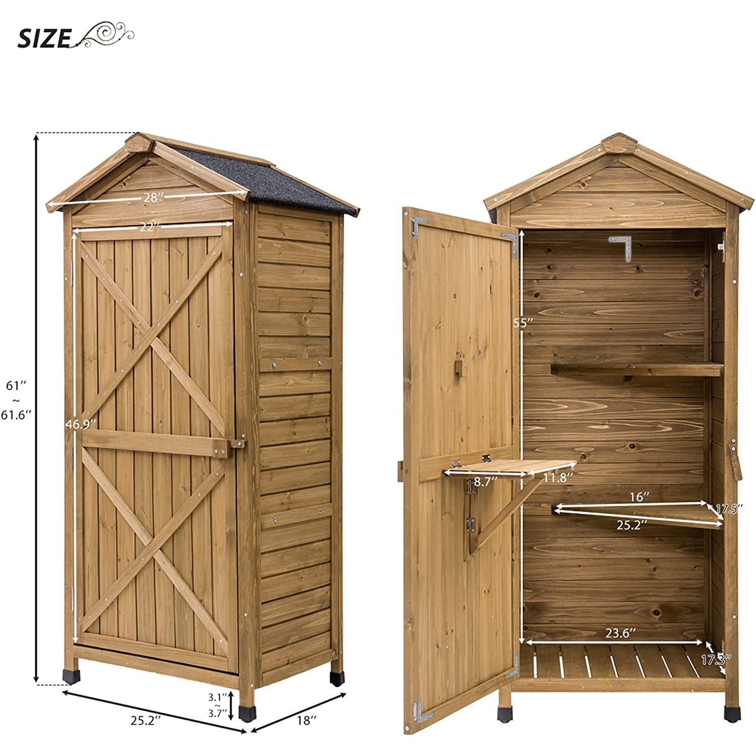 Outdoor Wooden Storage Sheds Fir Wood Lockers with Workstation Shop For