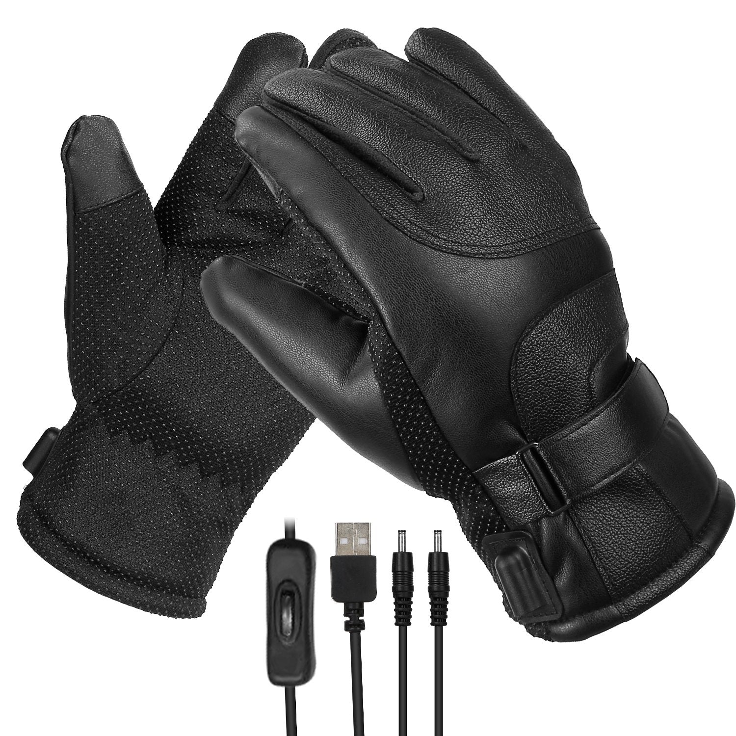 Electric Heated Touchscreen Thermal Gloves Leather USB Plug Cost For Sale