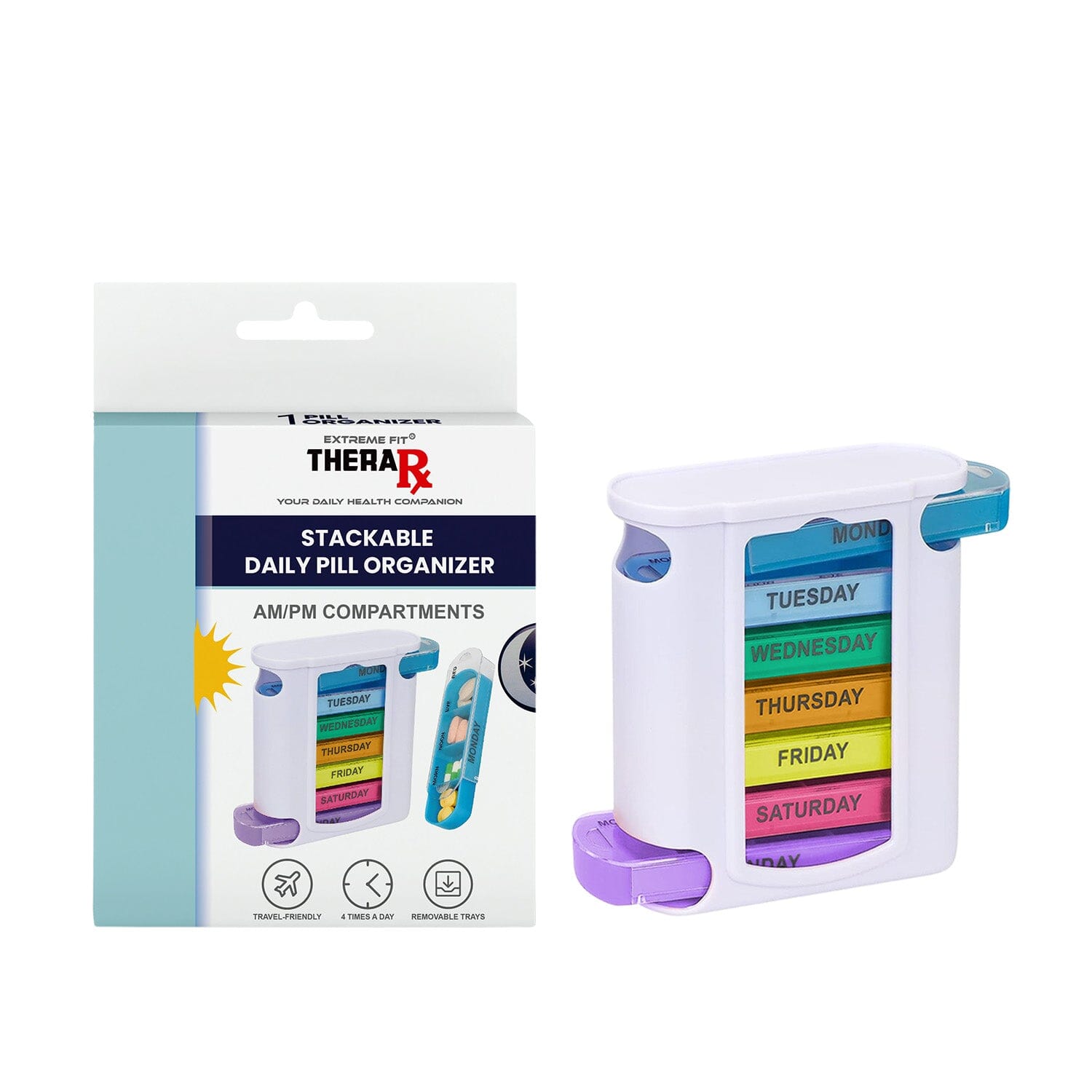 4 Times A Day, White 7 Day Stackable Daily Pill And Medicine Organizer White Clearance Choice