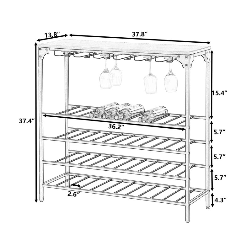 Rustic 40 Bottles Metal Floor Free Standing Wine Rack Table Online Online For Sale