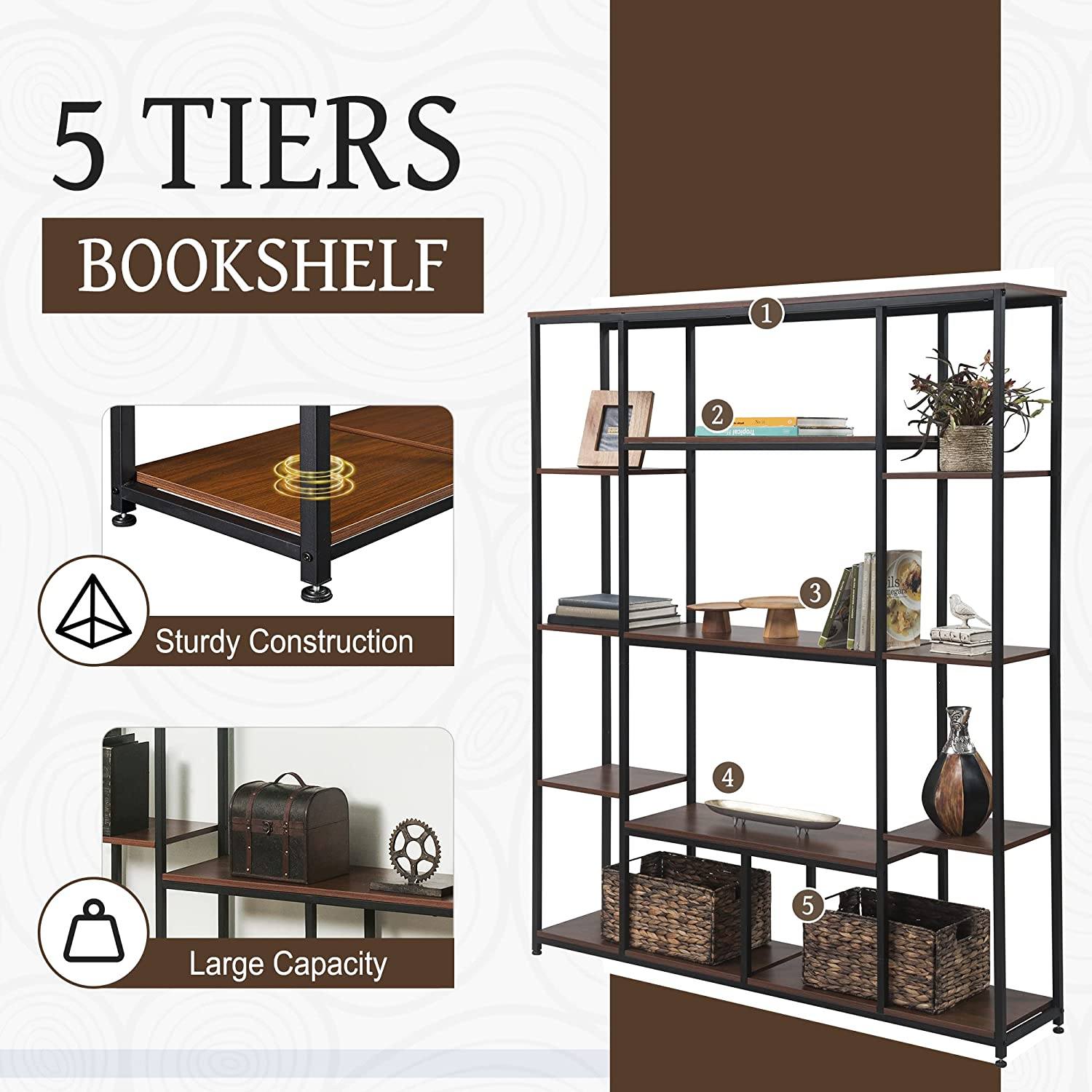 5-Tier Bookcase Bedroom Tall Bookshelf Cheap Eastbay