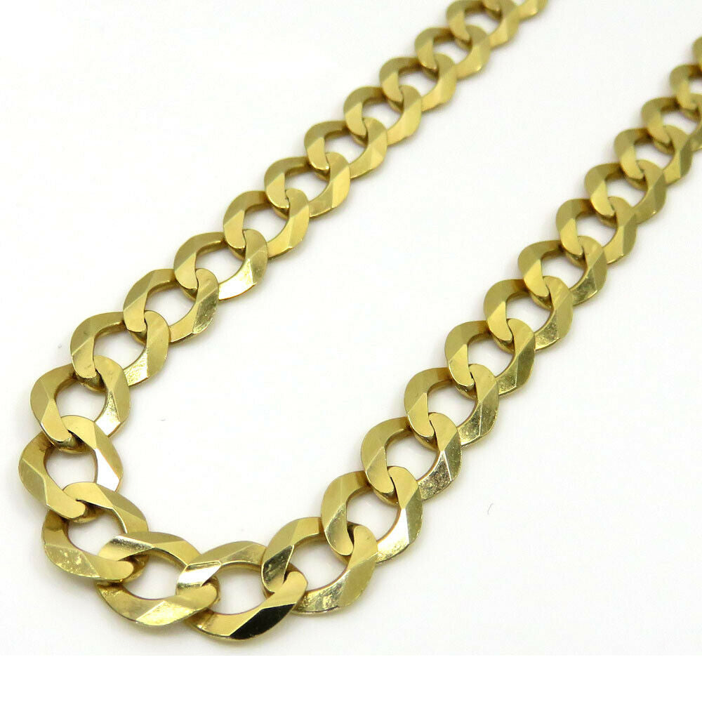 10K Solid Yellow Gold Curb Cuban Link Chain Pendant Necklace 7mm Cheap Pice Free Shipping