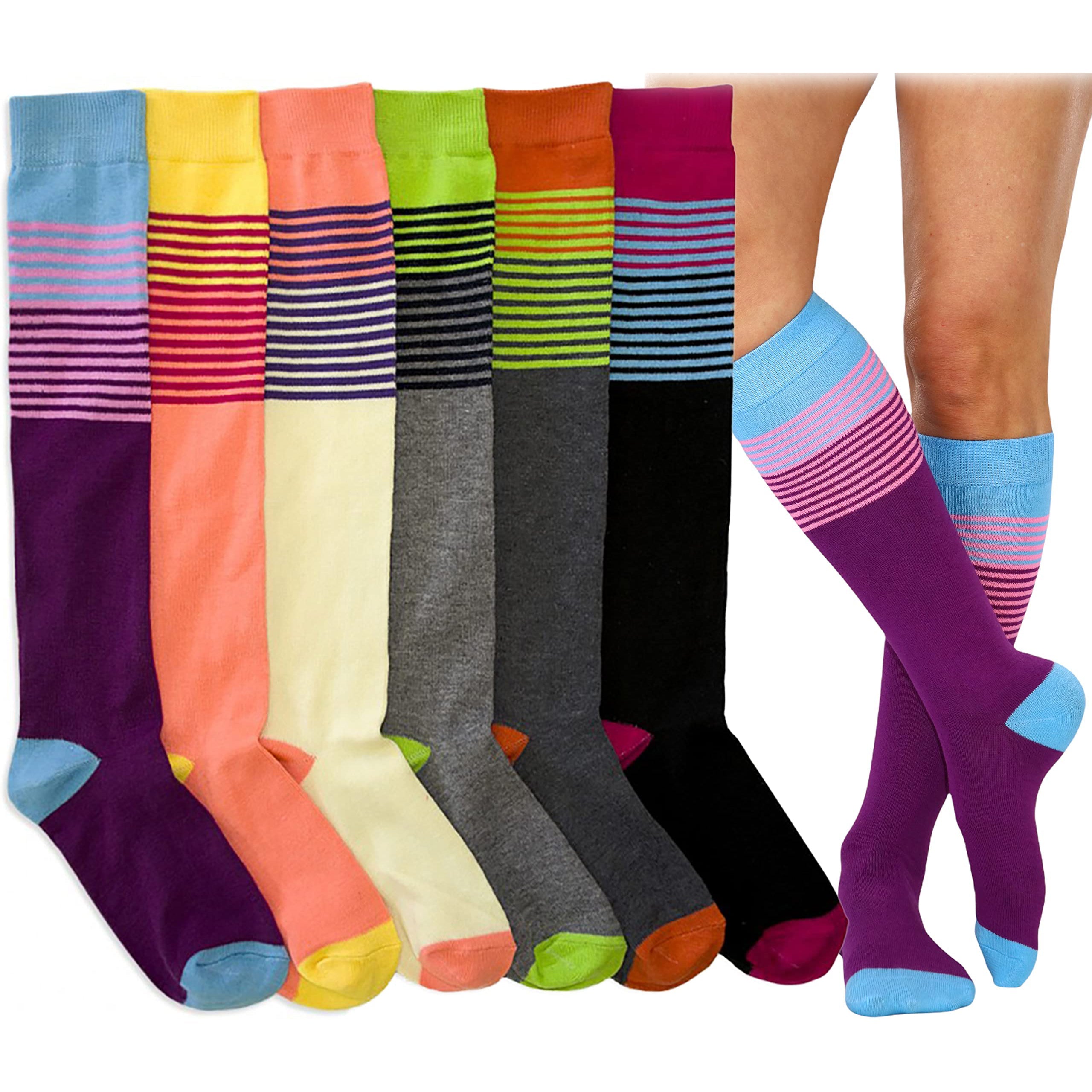 6-Pack: ToBeInStyle Women's Knee High Socks Outlet Pices