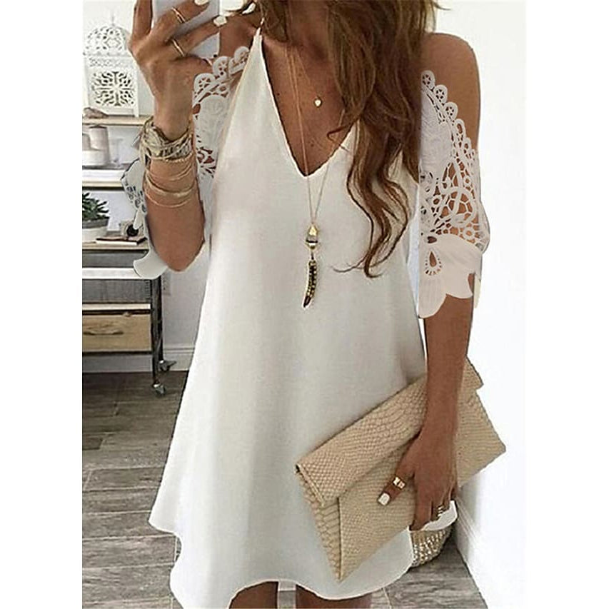 Women's Half Sleeve Solid Cutout Shift Dress For Sale Free Shipping