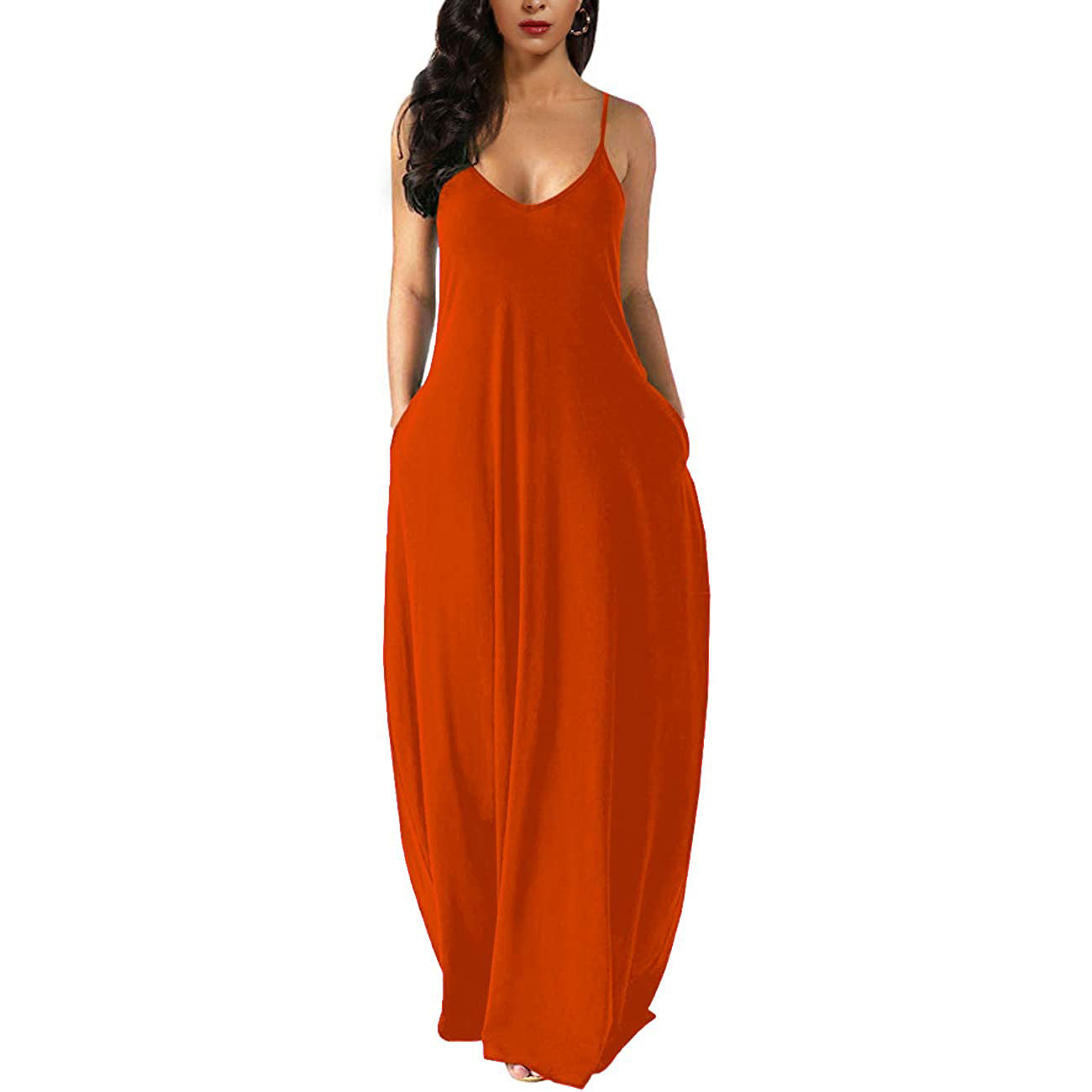 Womens Casual Sleeveless Plus Size Loose Plain Long Maxi Dress with Pockets Sale 100% Original