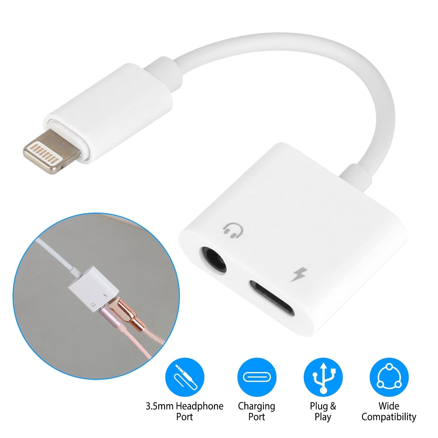 2-in-1 3.5mm Headphone Adapter Charger Audio Splitter Dongle Buy Cheap Shop