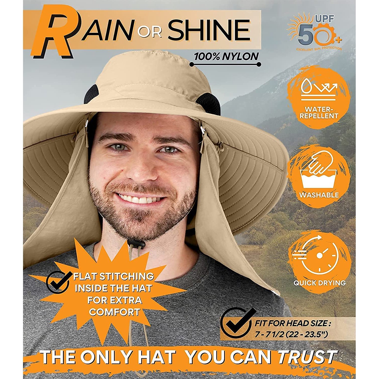 50+ Sun Protection Cap Wide Brim Fishing Hat with Face & Neck Flap Free Shipping Online