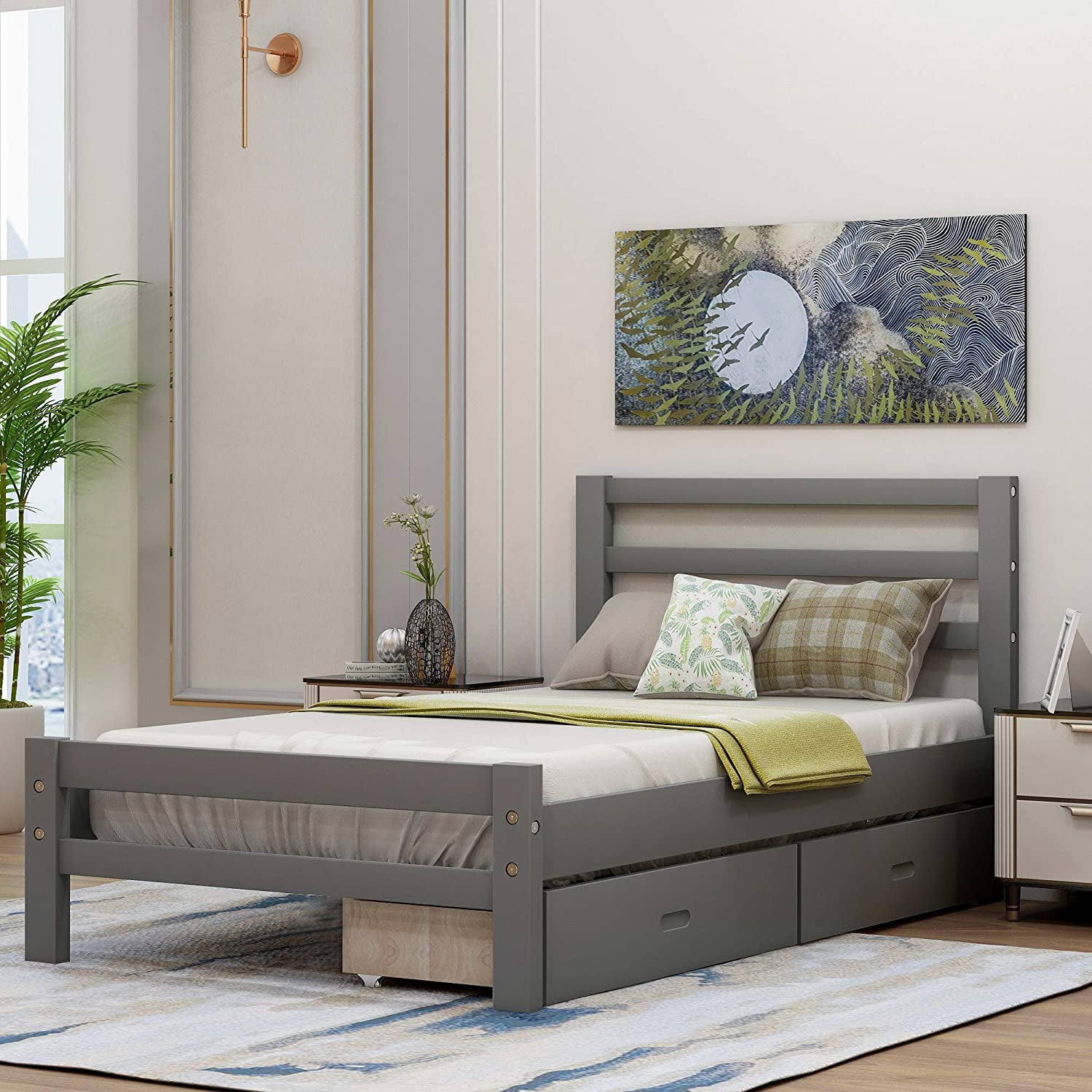 Platform Bed with Two Storage Drawers Sale Official