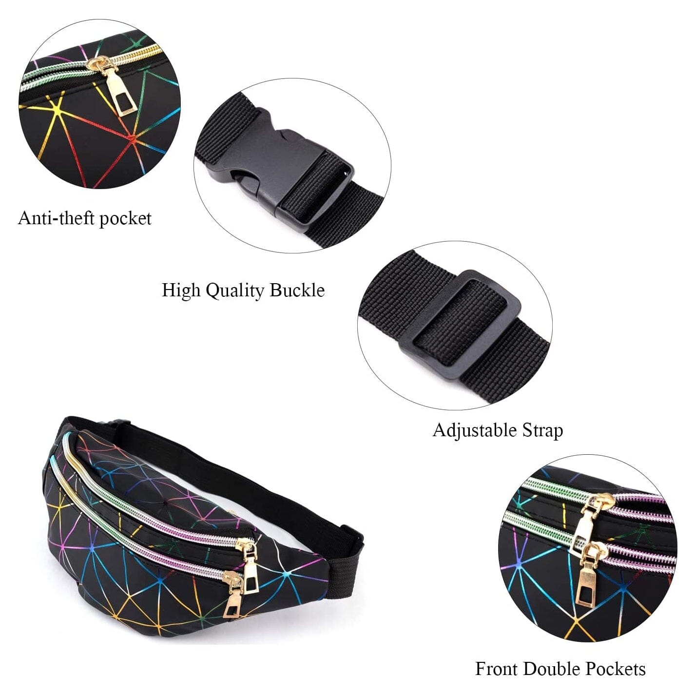 Holographic Brillante Waist Bum Bag for Women Sale Purchase