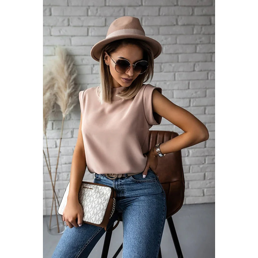 Women's Solid Color Patchwork Stand Collar Top Big Sale Cheap Online