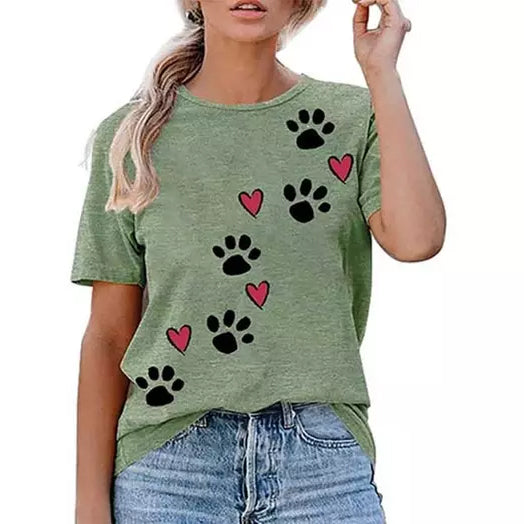 Leo Rosi Women's Dog Paw T-Shirt Affordable Cheap Pice