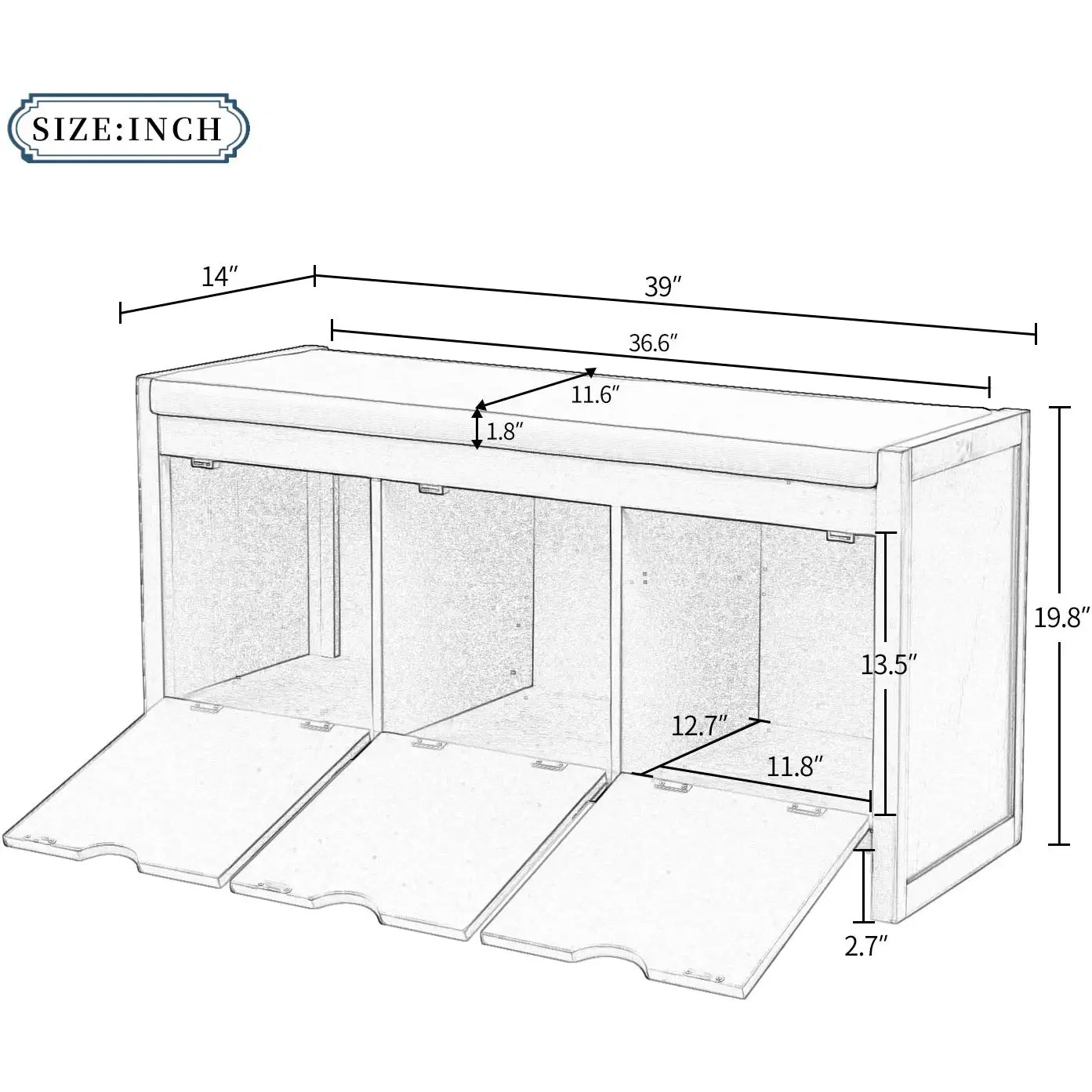 Storage Bench with Removable Cushion and 3 Flip Lock Storage Cubbies For Sale Official Site