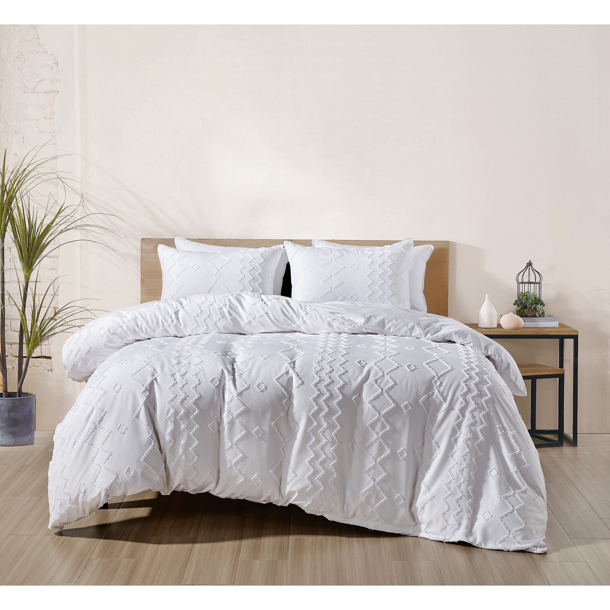 3-Piece Set: Bibb Home Tufted Clipped Duvet Cover Sale 2025 Newest