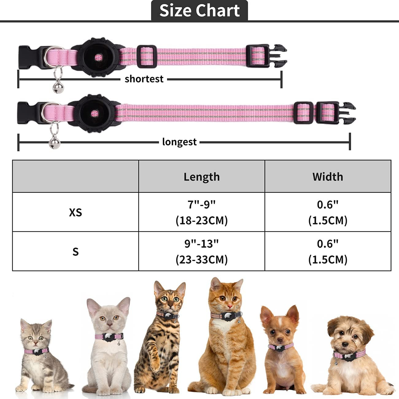 Reflective GPS Cat Collar with AirTag Holder and Bell Outlet Genuine