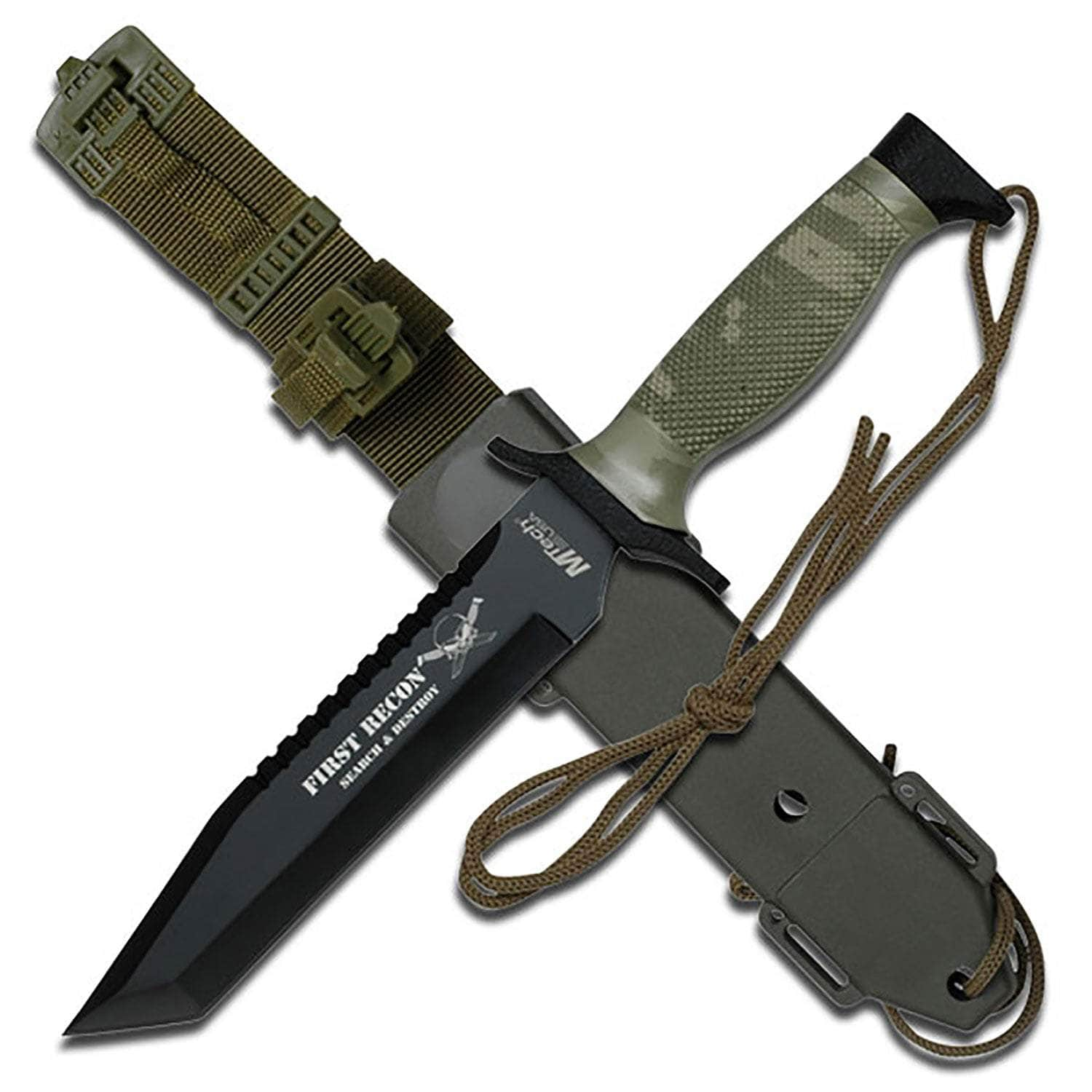 MTech USA Camo Tactical Knife, 6 Blade, ABS Handle, Sheath - MT-676TC Outlet Best Sale