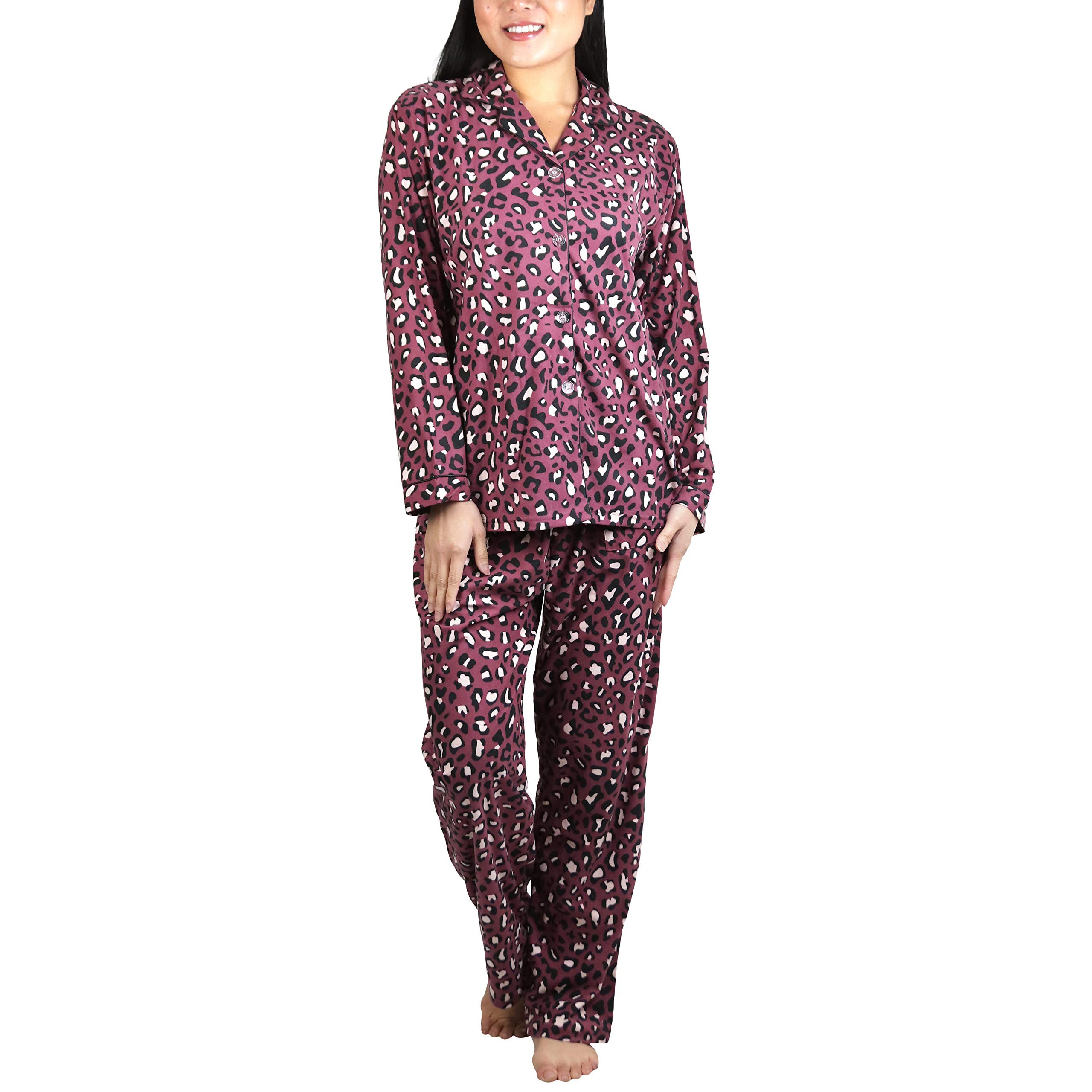 2-Piece Set: ToBeInStyle Women's Long Sleeve Button Down Top and Drawstring Bottom Pajama Set Cheap View