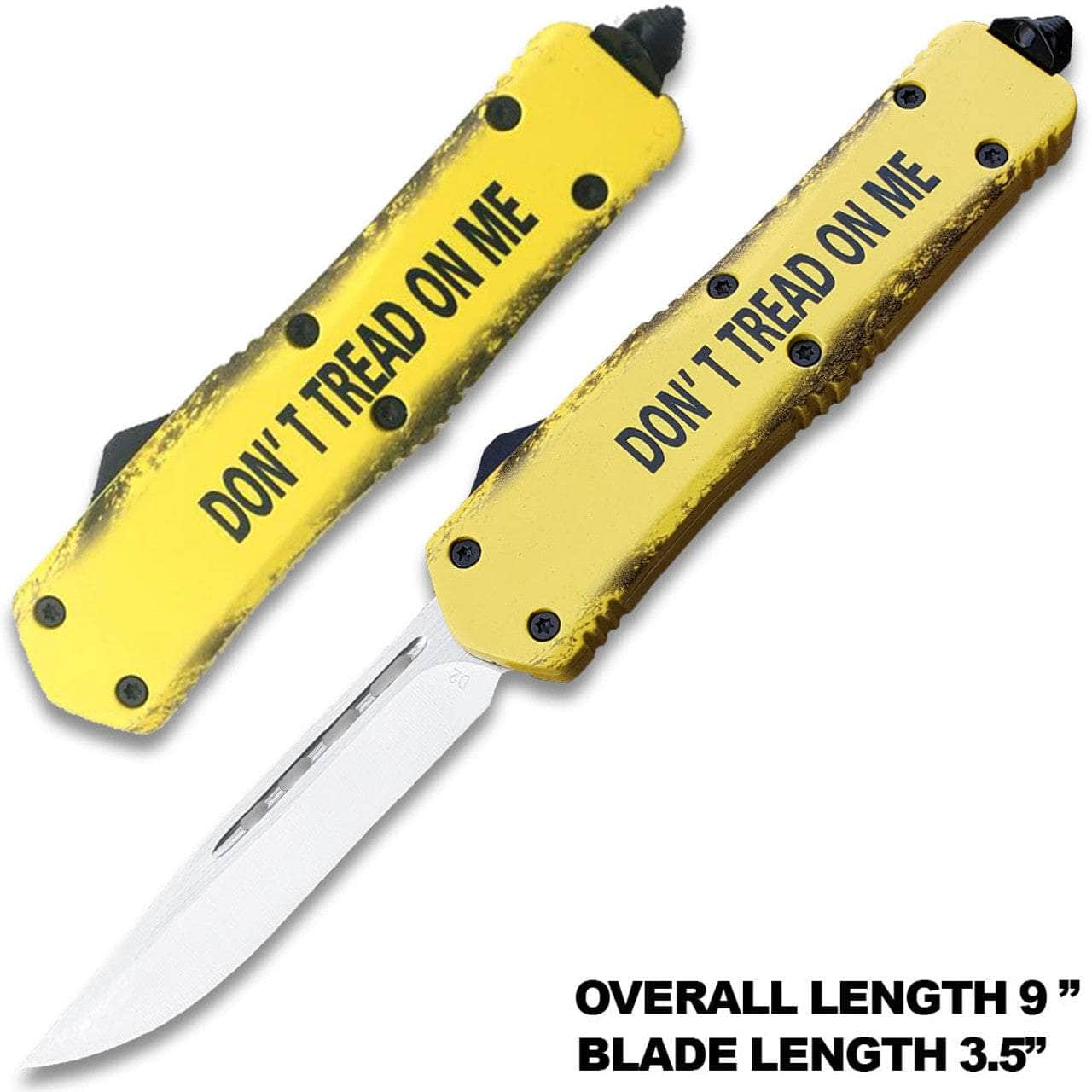 DON'T TREAD ON ME! Drop Point OTF Knife - Clip Plain USA OTFL-16YLW Free Shipping Sale Online