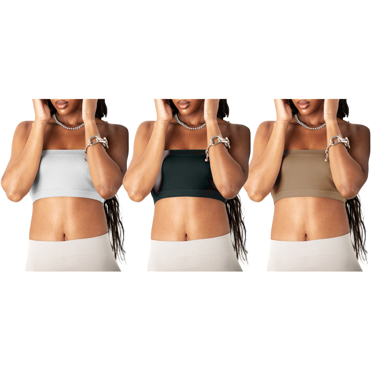 3-Pack: Women's Seamless Strapless Bandeau Crop Tube Top Bra Bralettes Sale Reliable