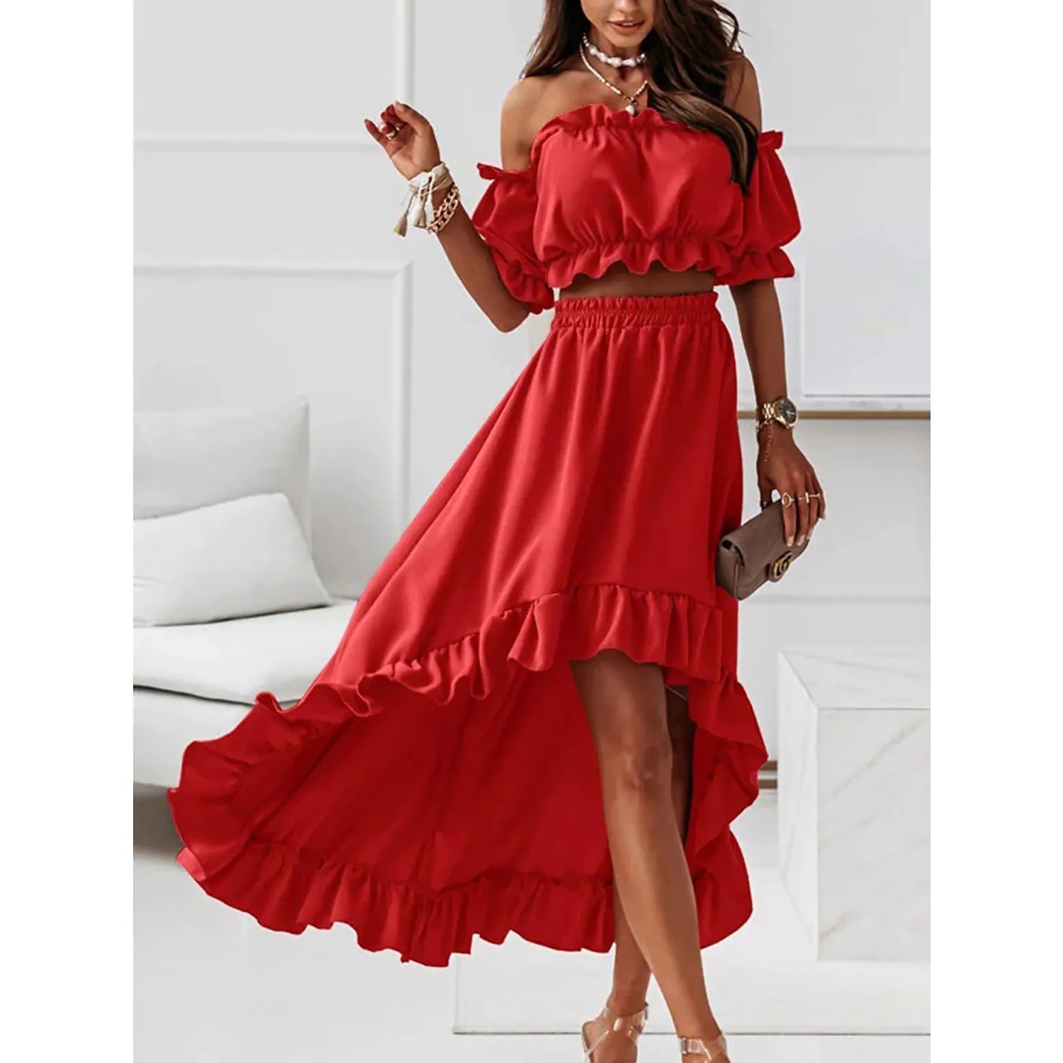 Women's Sexy Boho Solid Color Casual Dress Two Piece Pictures For Sale