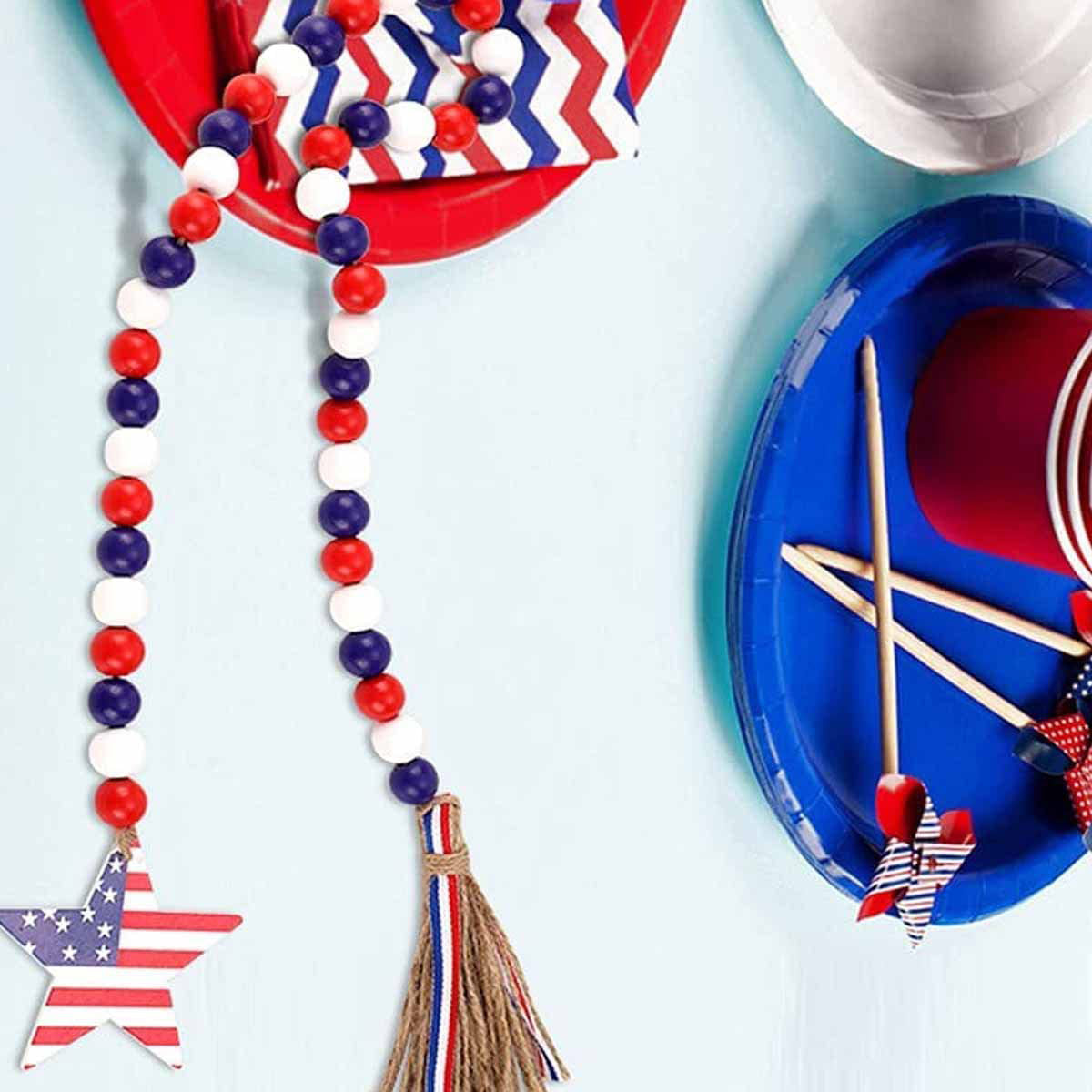 Independence Day Wooden Bead Wreath Really For Sale