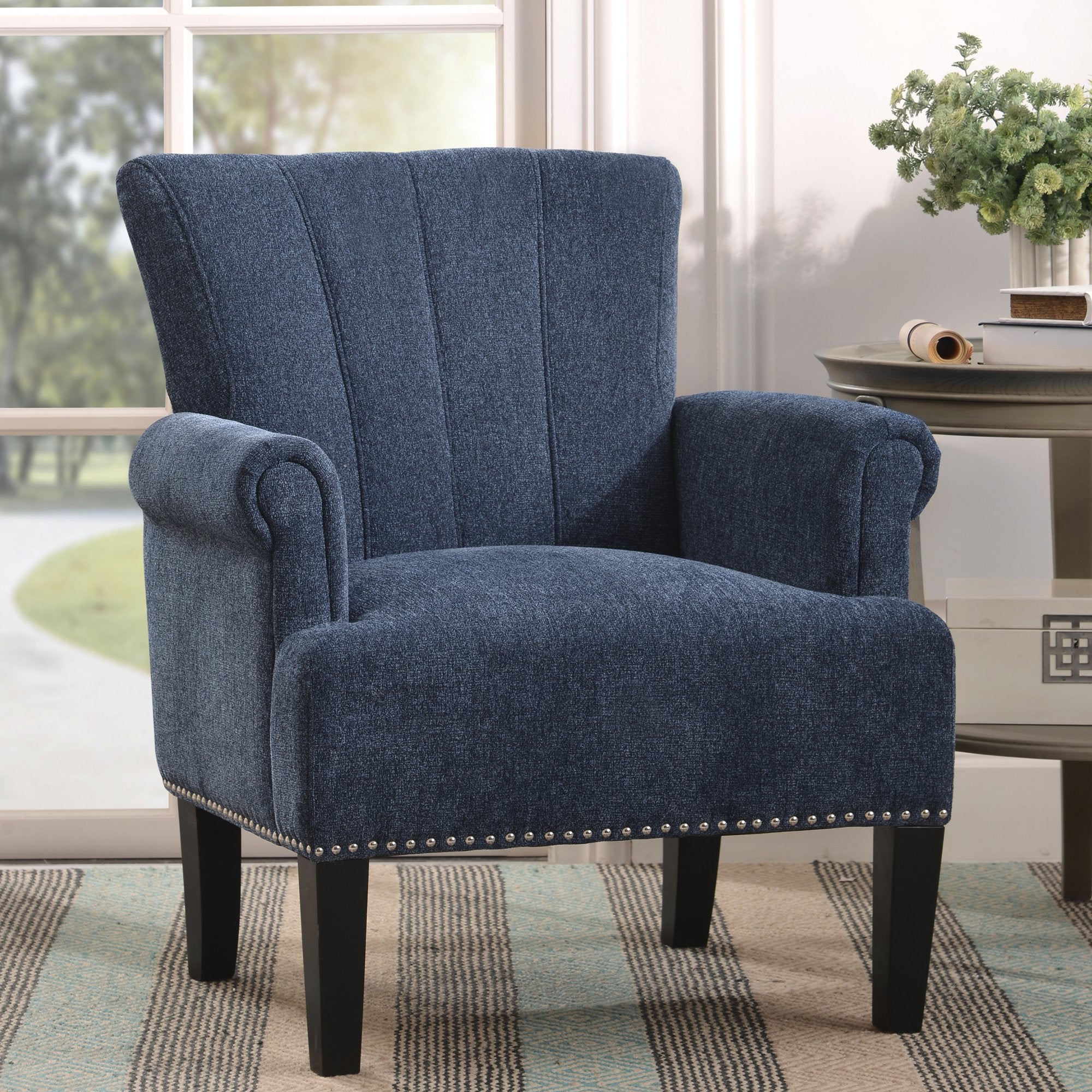 Accent Rivet Tufted Polyester Armchair Sale Wholesale Pice