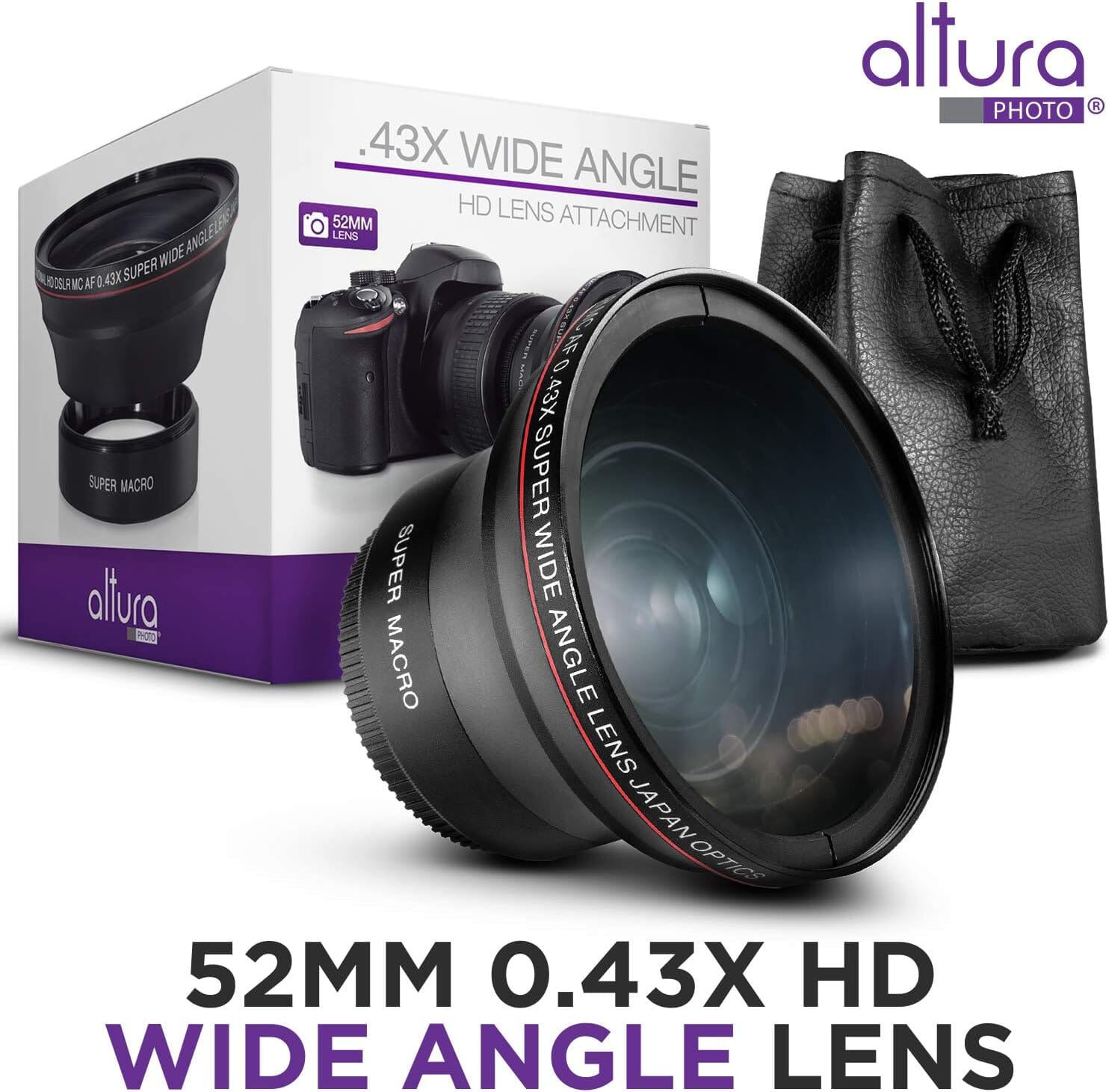 52MM 0.43x Altura Photo Professional HD Wide Angle Lens (w/Macro Portion) for Nikon  (Refurbished) Browse For Sale