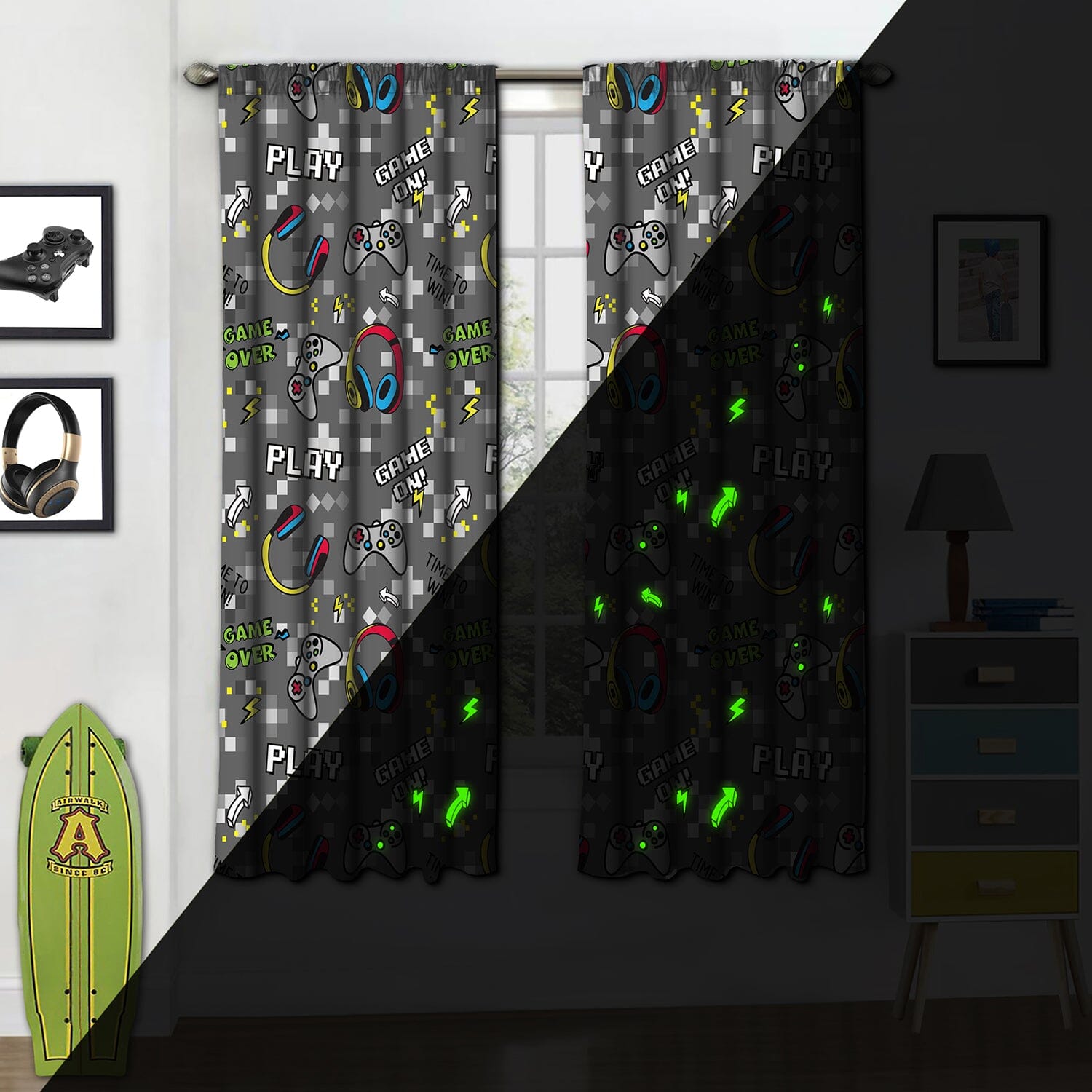 2-Piece Set: Kidz Mix Game on Glow-in-the-Dark Window Panel Pair Clearance Ebay