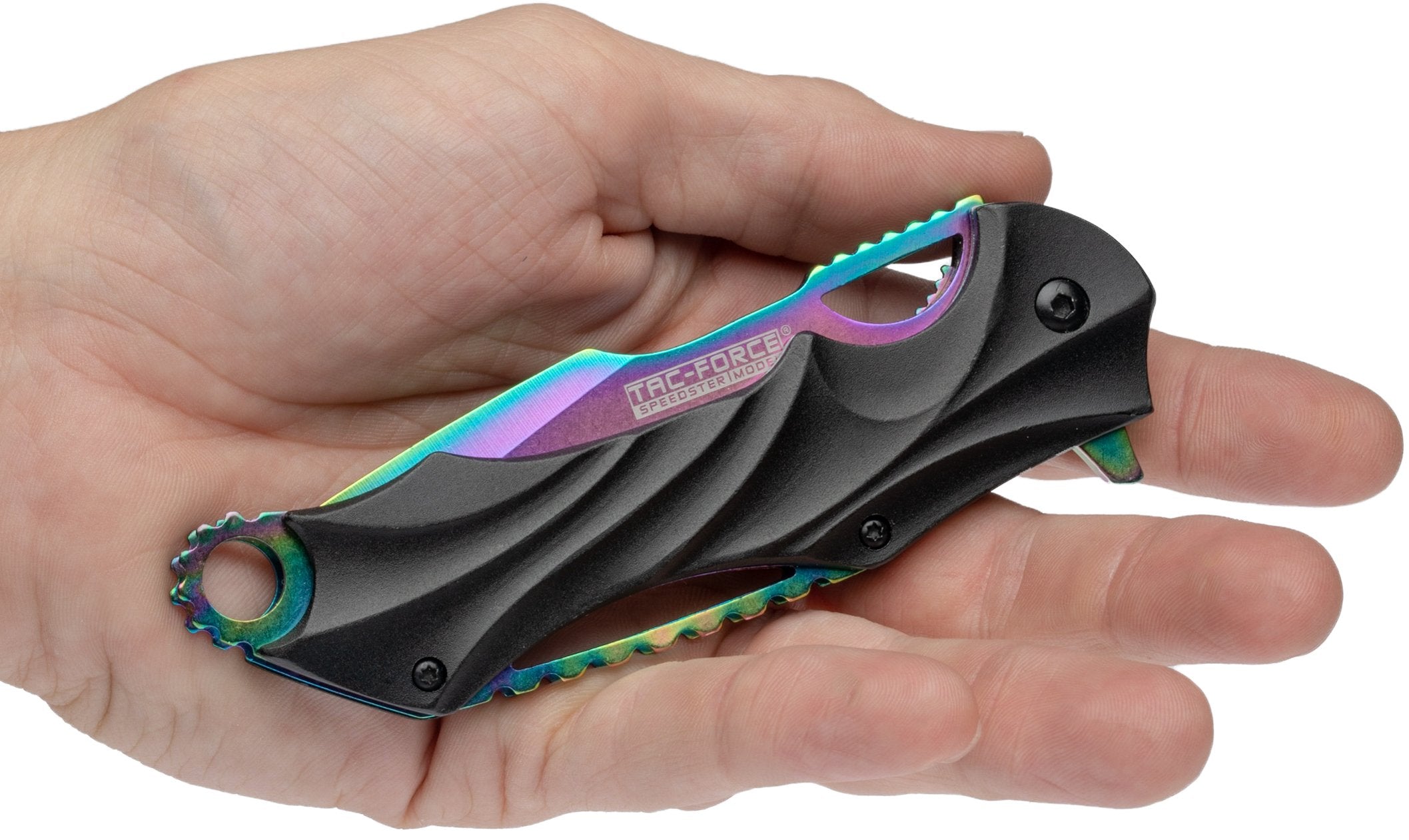 Tac-Force Spring Assisted Knife, 4 Rainbow Blade, Aluminum Handle - TF-858RB Inexpensive For Sale