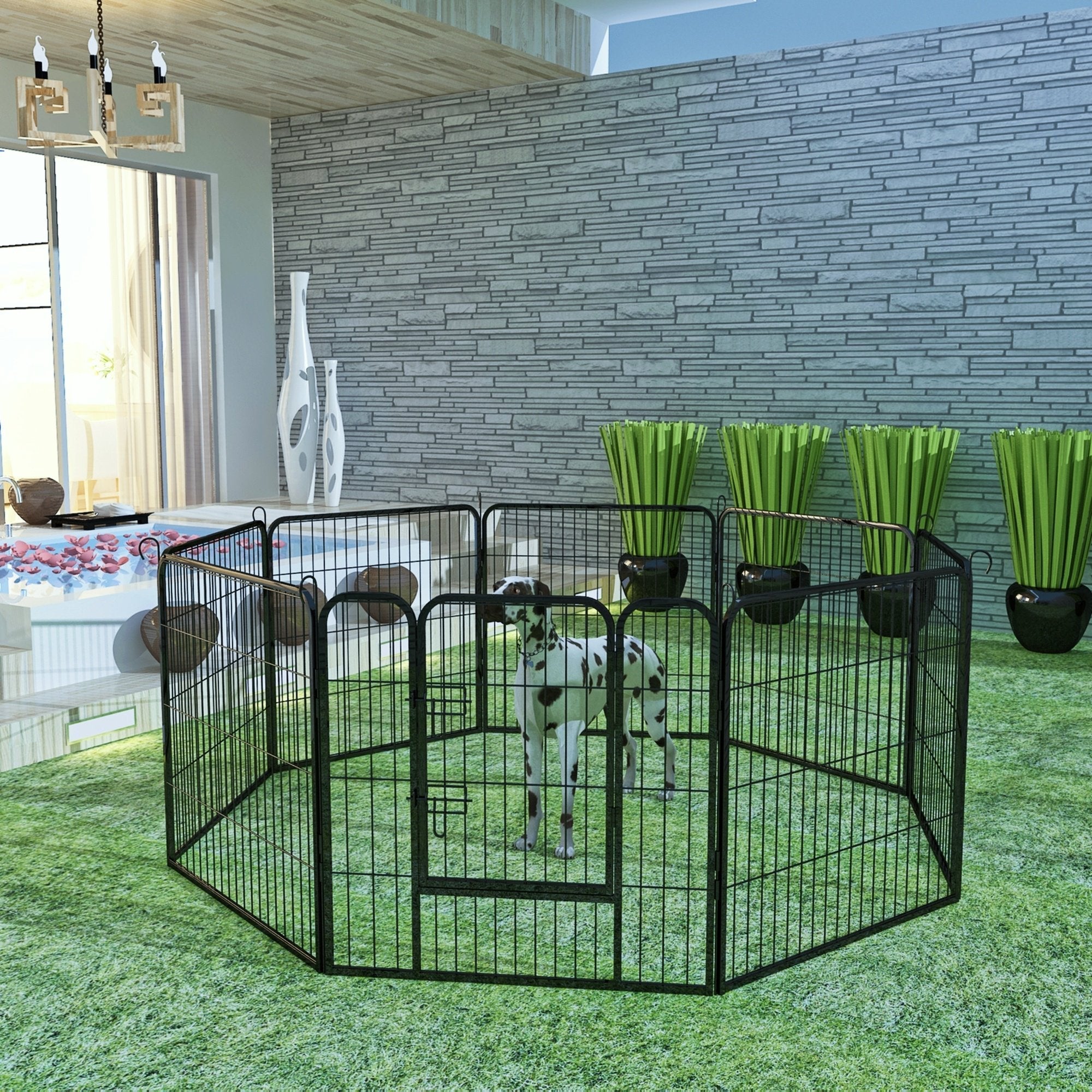 Dog Fence and Pet Playpen, Heavy Duty Foldable Metal 8 Panels Dog Pen 31.5 Height Best Place Online