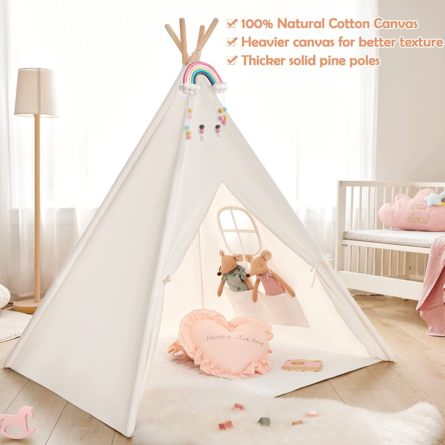 Teepee Tent for Kids - Play Tent Indoor Outdoor Cotton Canvas Cheap Pice Original