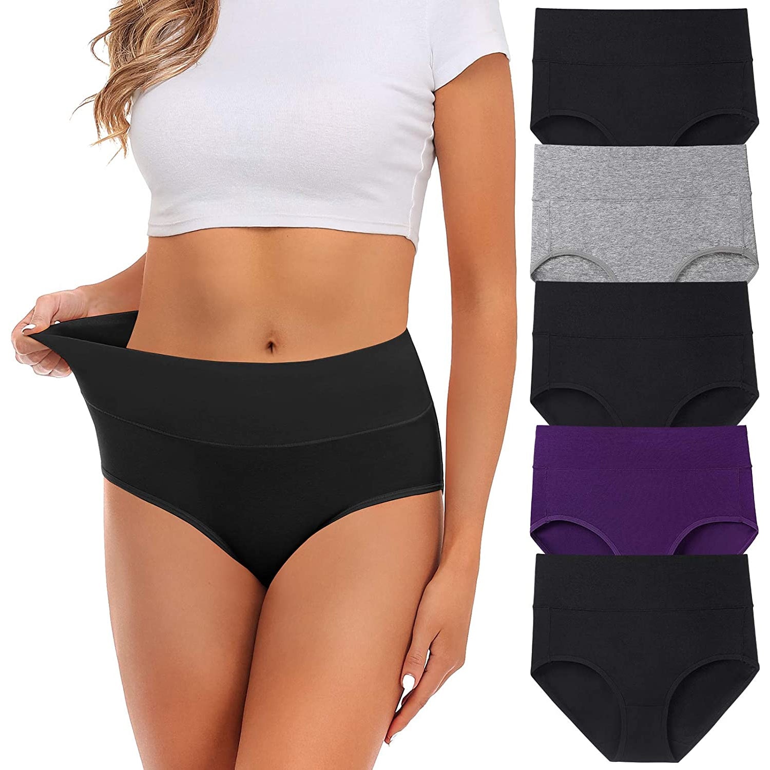 5-Pack: Cotton Mid Waist No Muffin Top Full Coverage Brief Ladies Underwear Sast Online