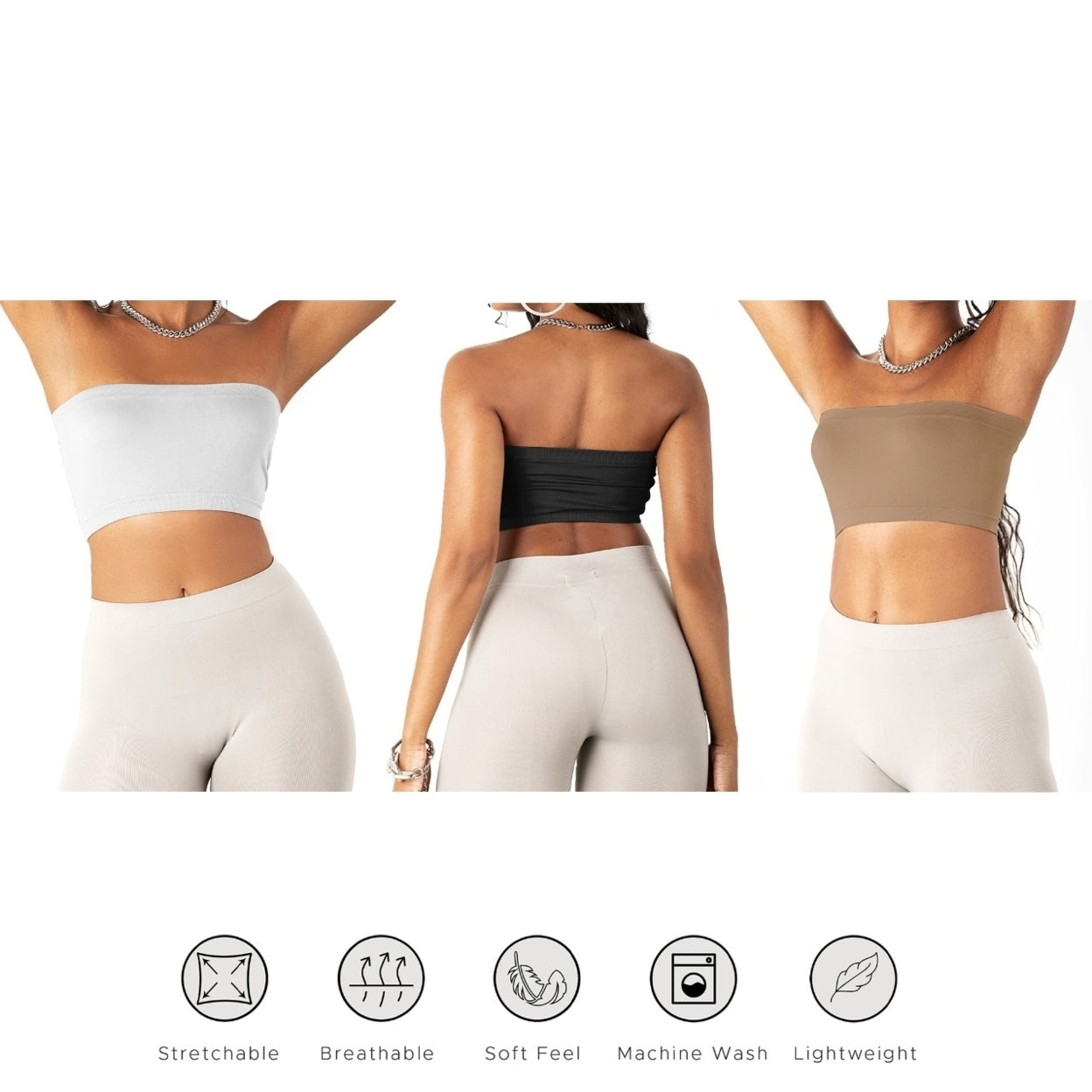 3-Pack: Women's Seamless Strapless Bandeau Crop Tube Top Bra Bralettes Sale Reliable