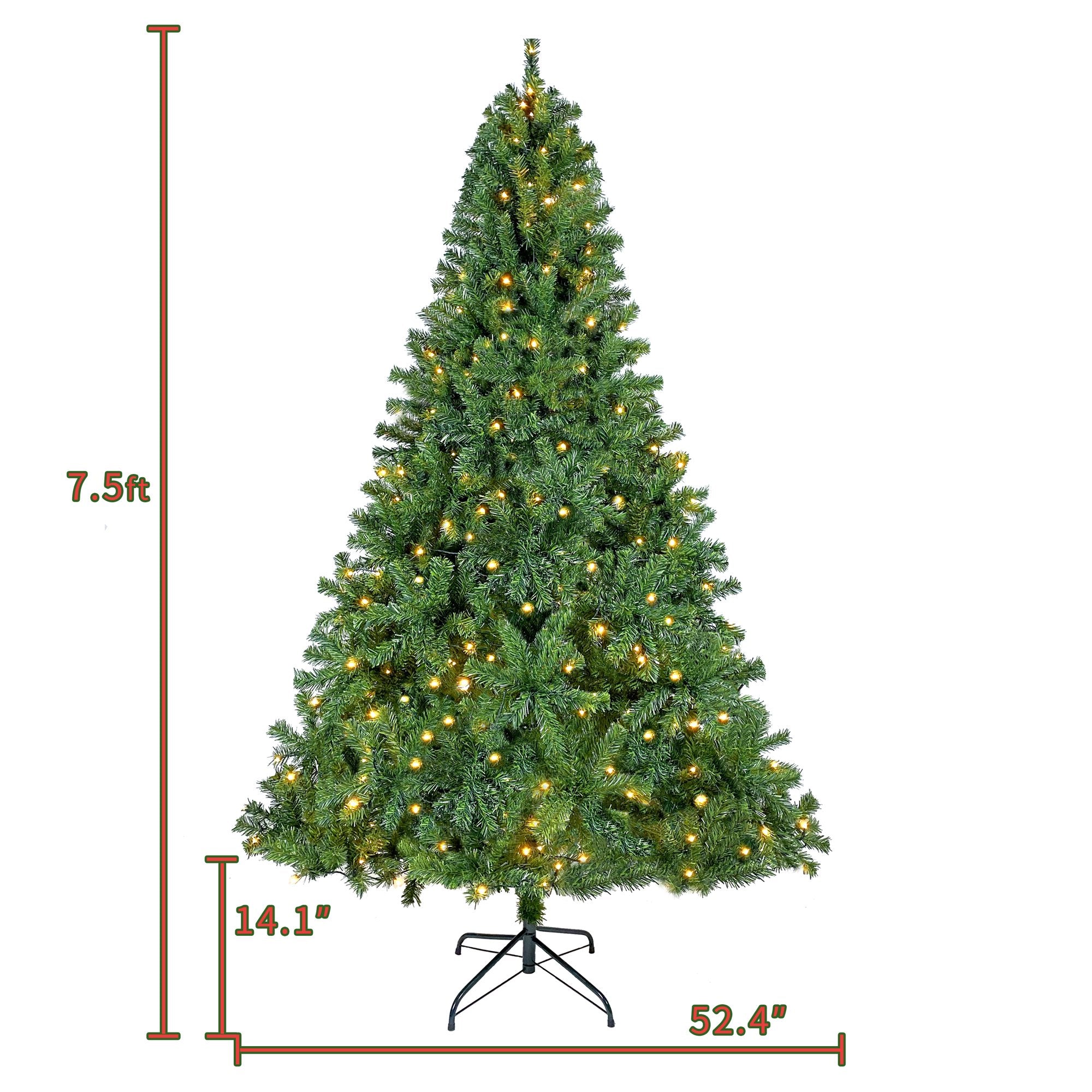 350 LED Solid Color Printed Green Hinged Fraser Fir Artificial Christmas Tree High Quality For Sale