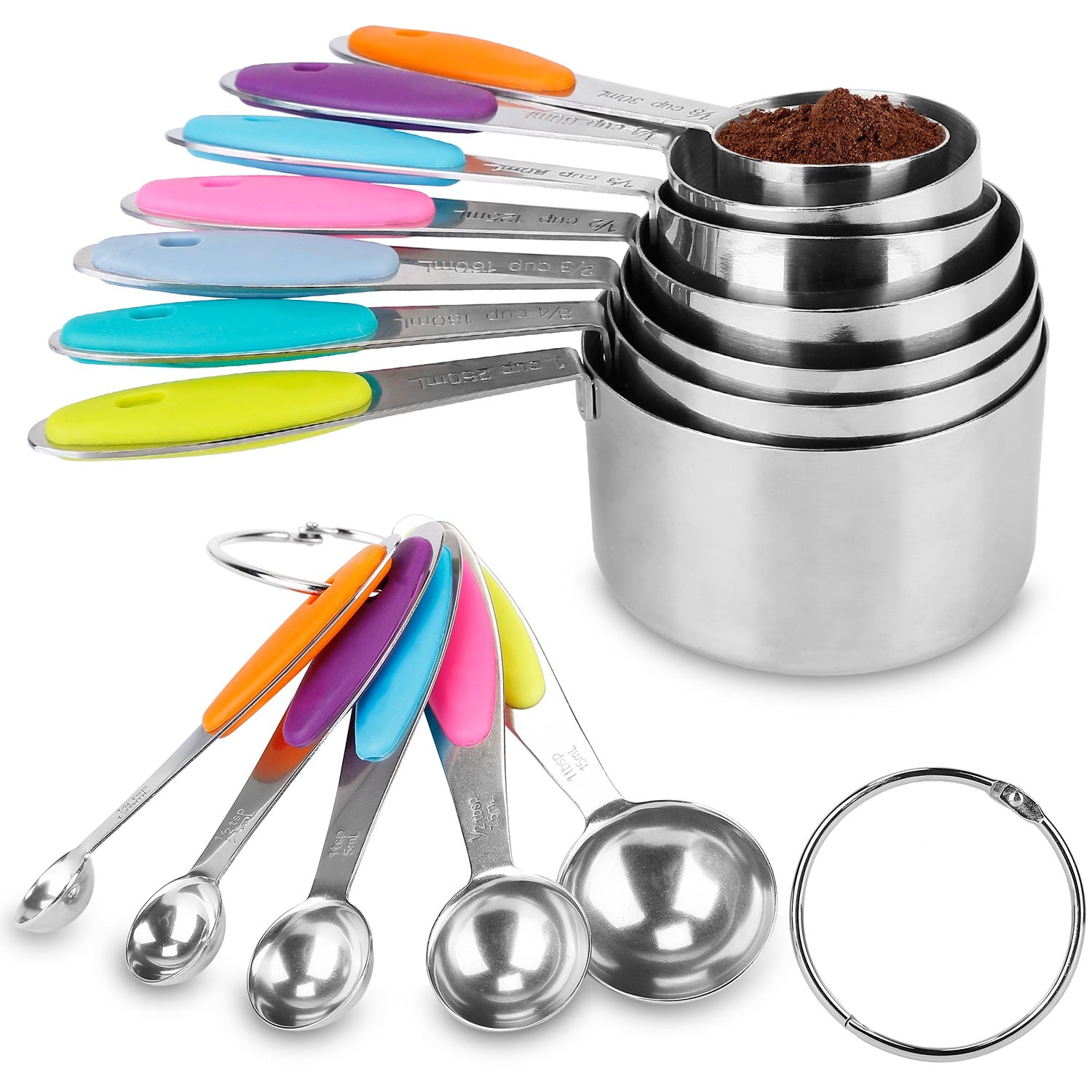 12-Piece: Stainless Steel Measuring Cups Spoons Set Free Shipping For Sale