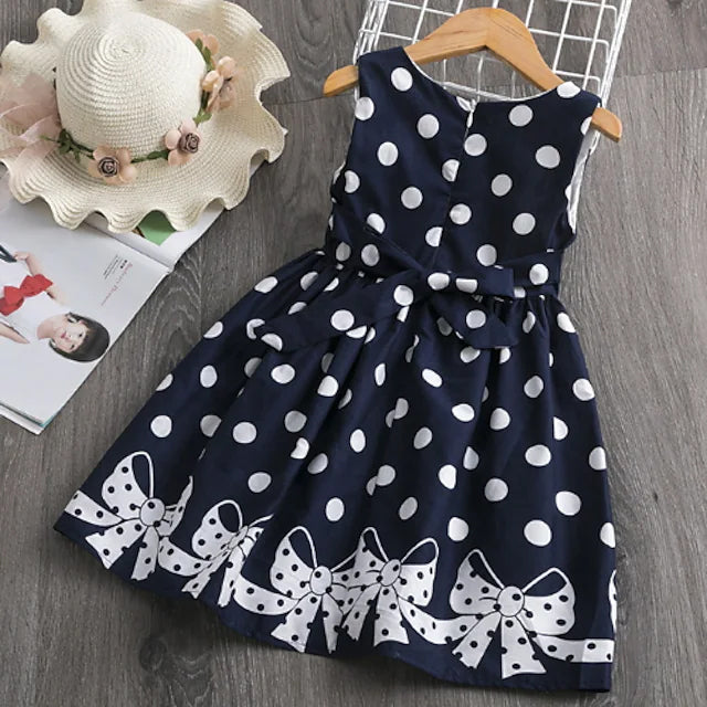 Little Girls' Dress Sundress Polka Dot Casual Lace Trims Print Factory Outlet Cheap Pice