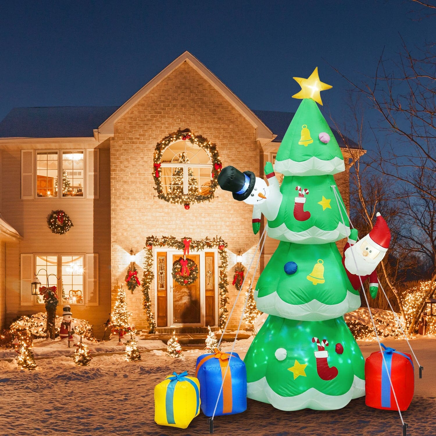 Christmas Tree Inflatable Decoration with LED Light Built-in Air Blower Discount Footaction