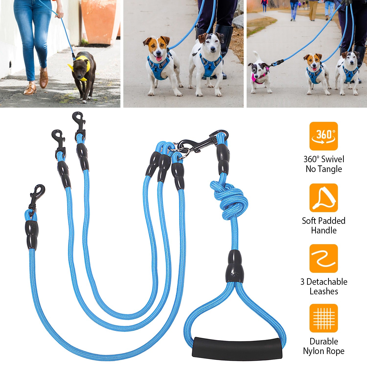 3 Dog Leash Traction Rope Walking Training Lead with Padded Handle Best Store To Get Cheap Online