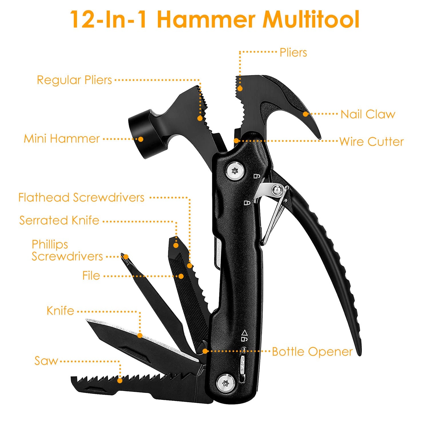 12-in-1 Stainless Steel Portable Hammer Multitool Outlet Footaction